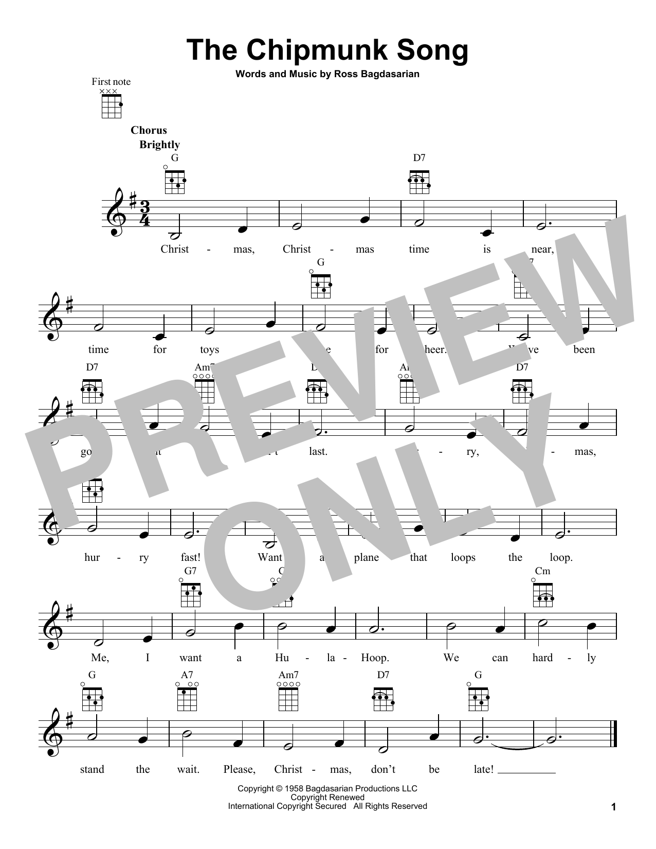 The Chipmunk Song (Ukulele) von Alvin And The Chipmunks