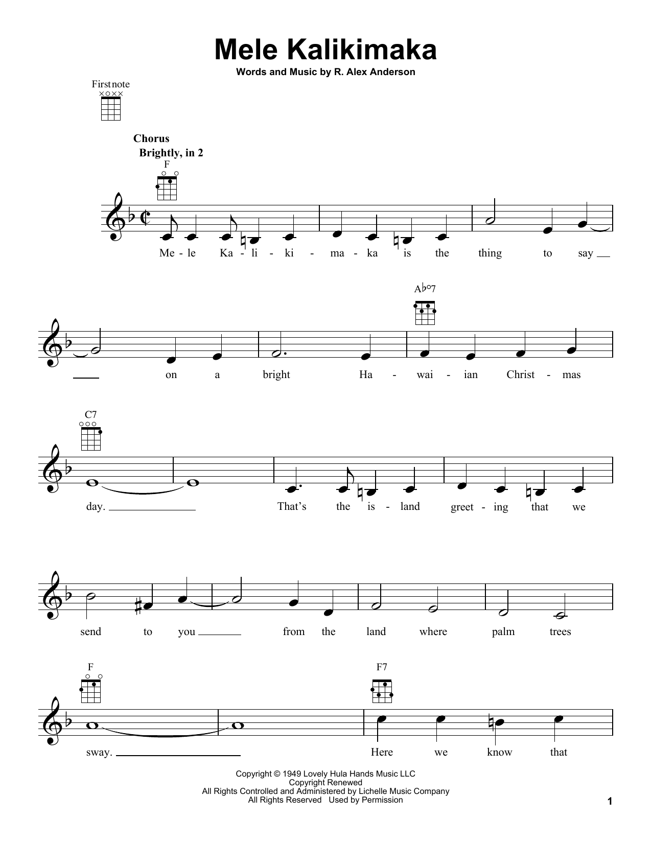 Mele Kalikimaka (Ukulele) von Bing Crosby