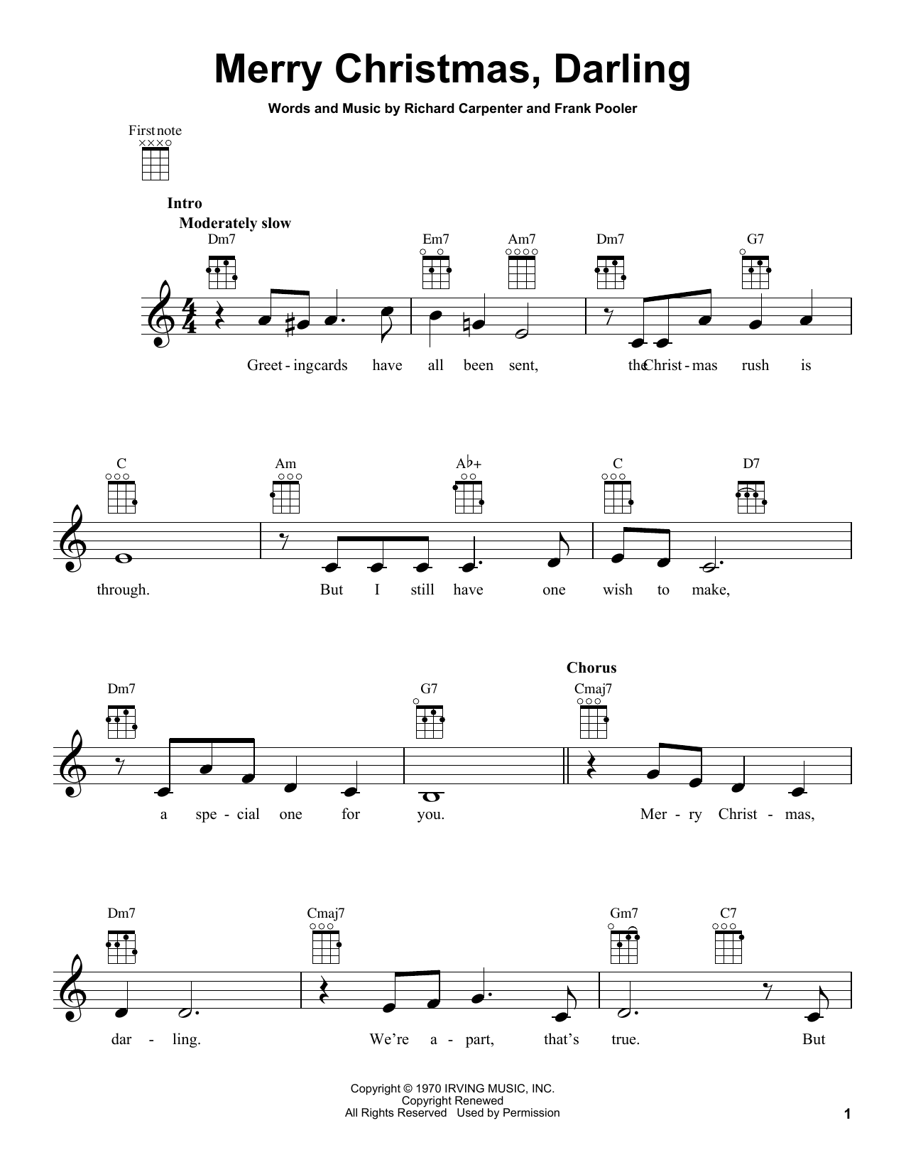 Merry Christmas, Darling (Ukulele) von Frank Pooler