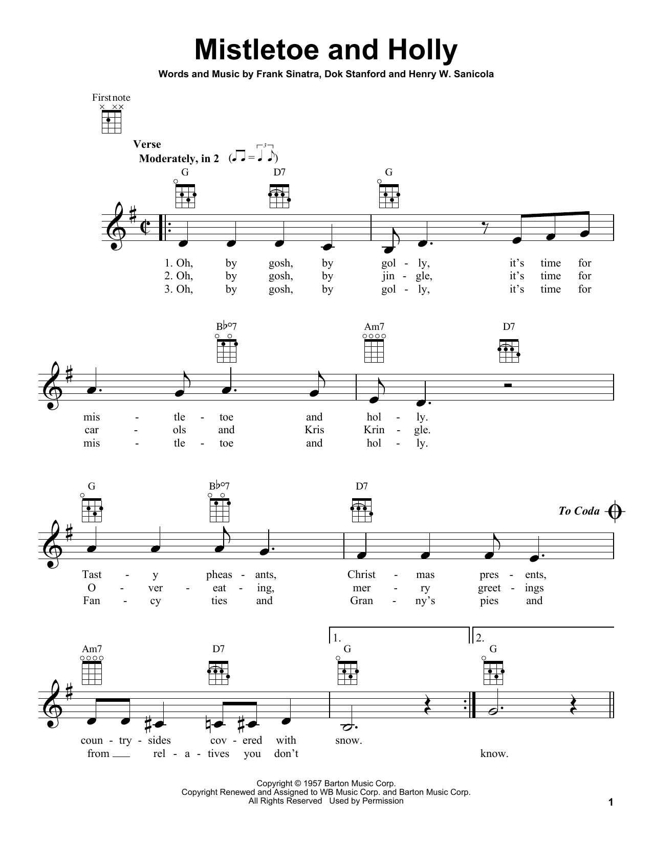 Mistletoe And Holly (Ukulele) von Frank Sinatra