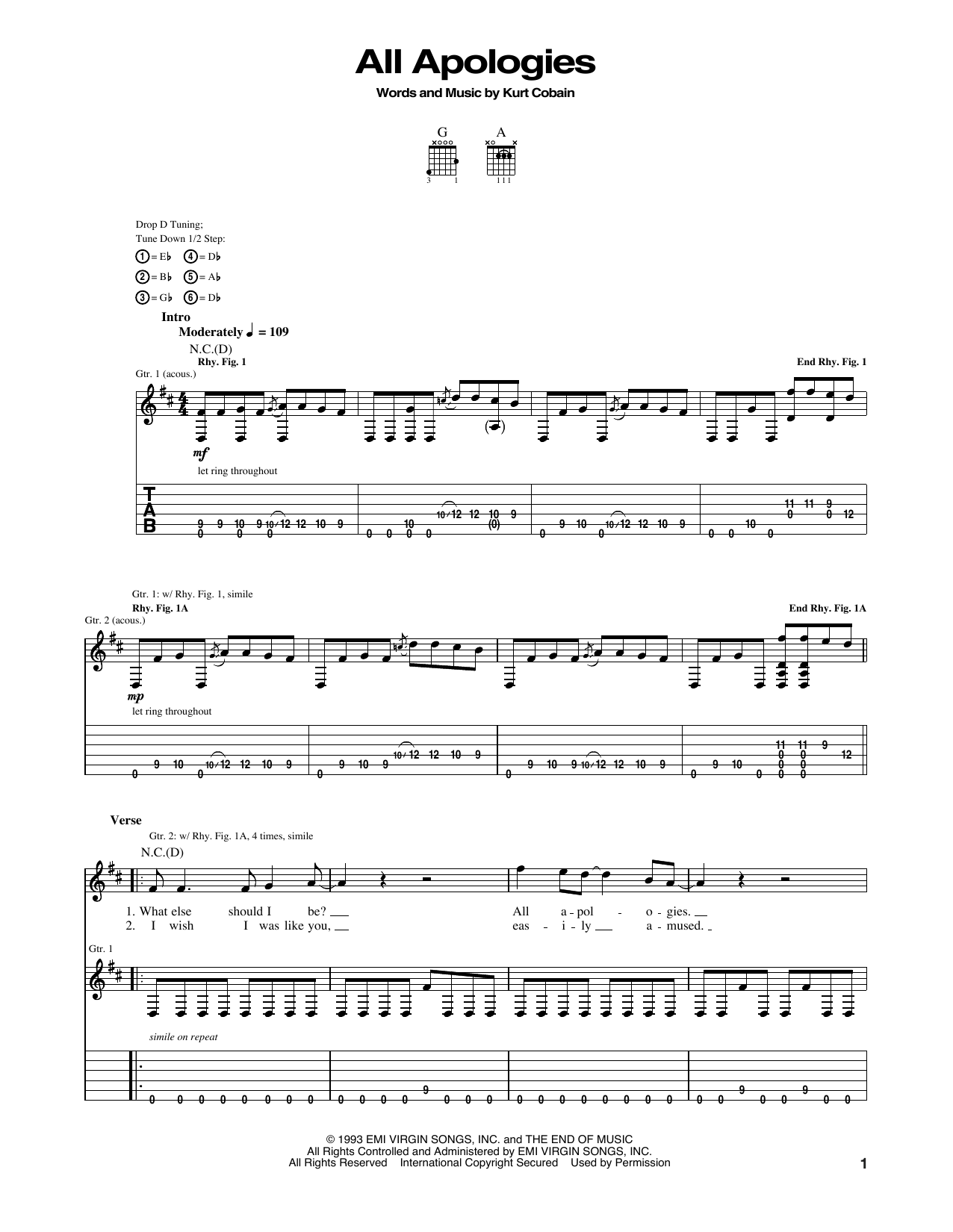 All Apologies (Guitar Tab) von Nirvana