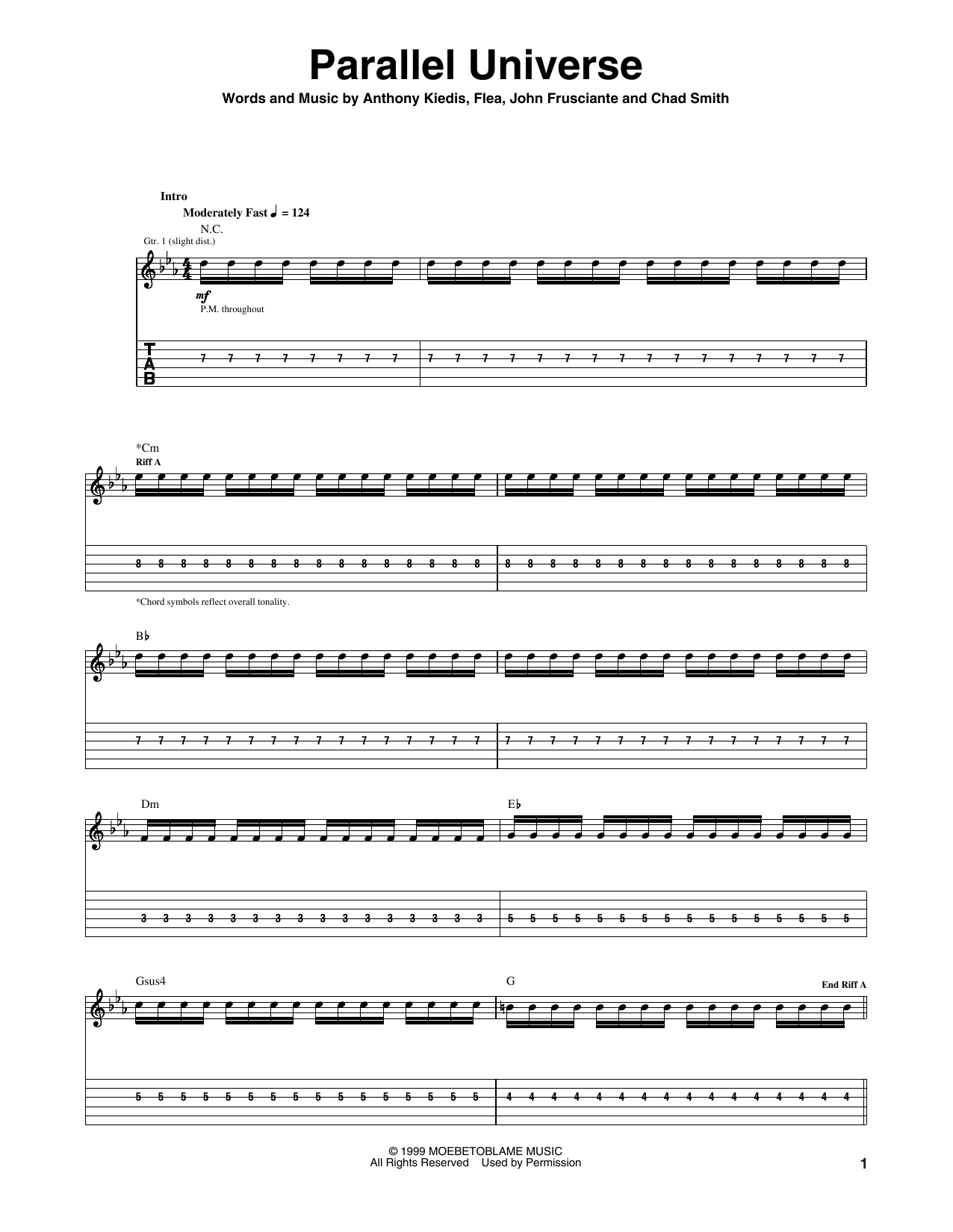 Parallel Universe (Guitar Tab) von Red Hot Chili Peppers