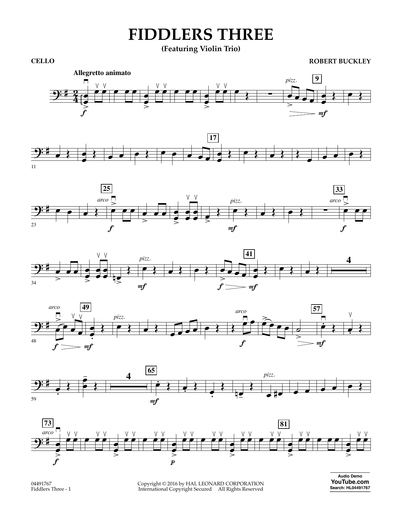 Fiddlers Three - Cello (Orchestra) von Robert Buckley