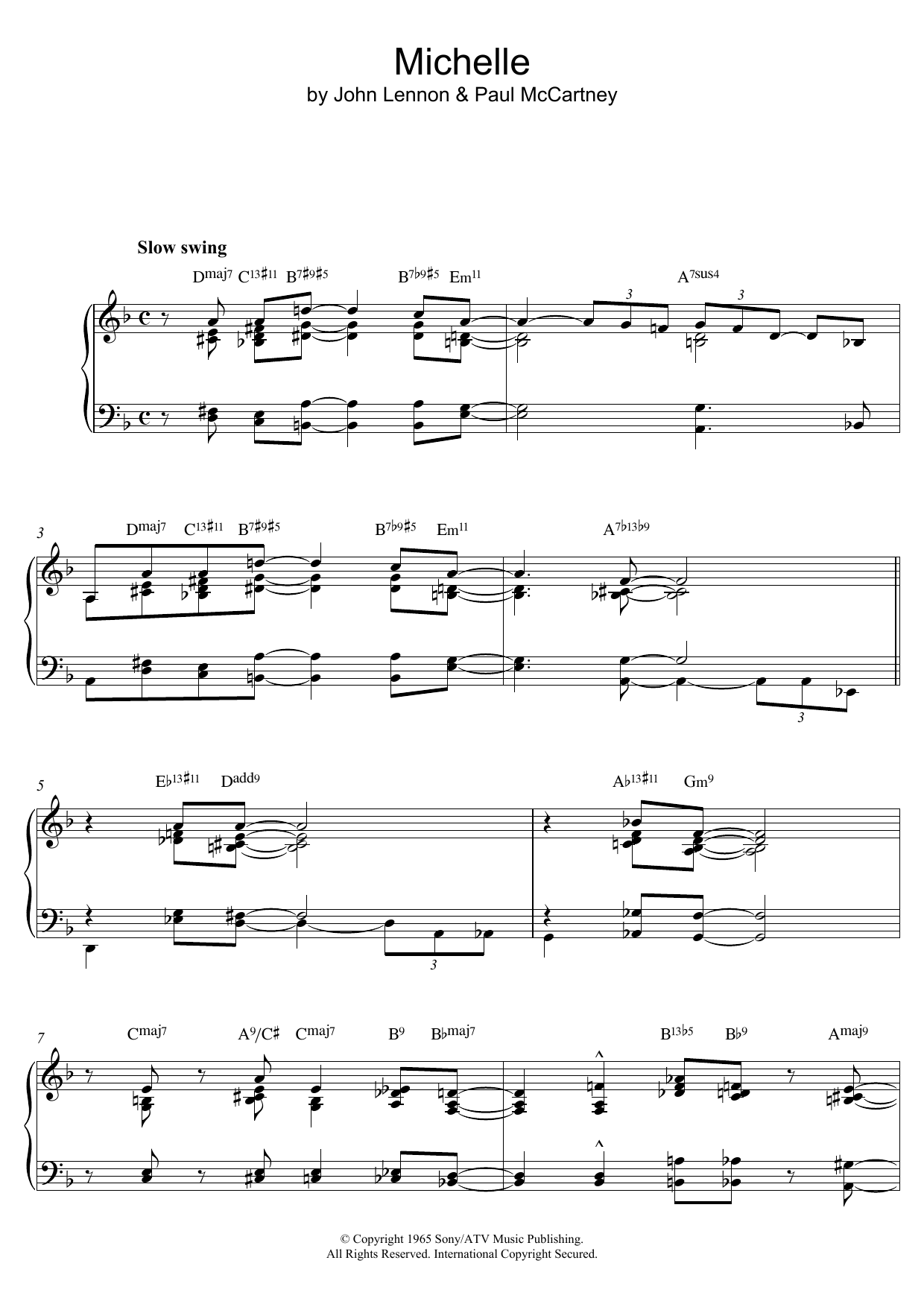 Michelle (Jazz version) (Piano Solo) von The Beatles