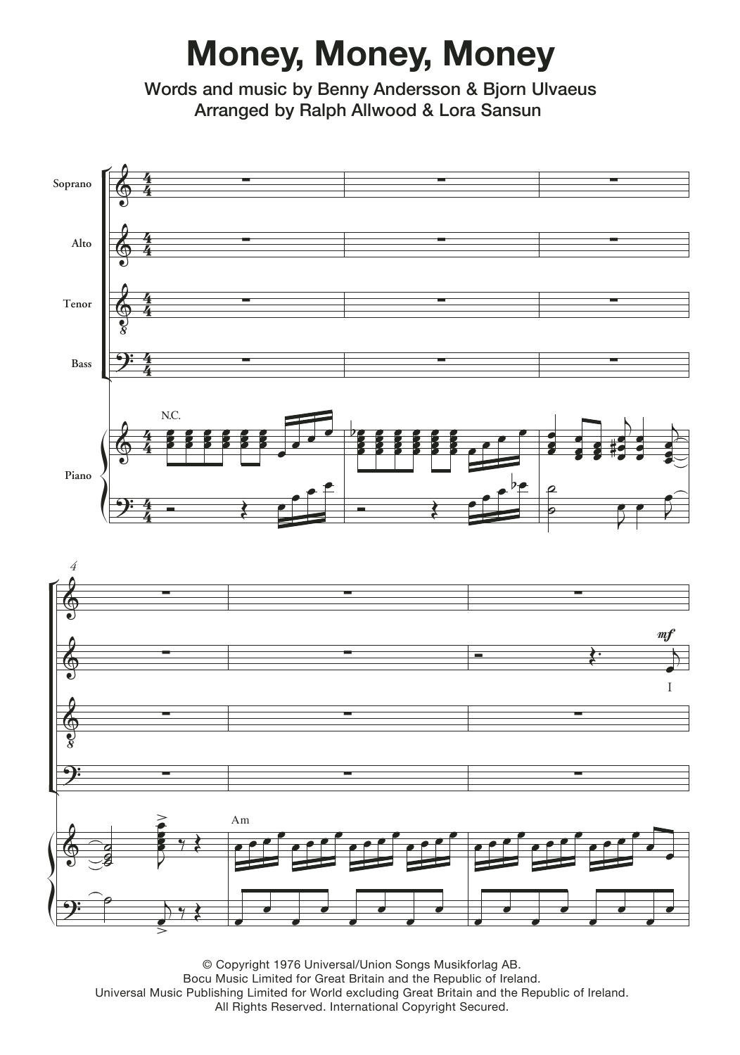 Money, Money, Money (SATB Choir) von ABBA