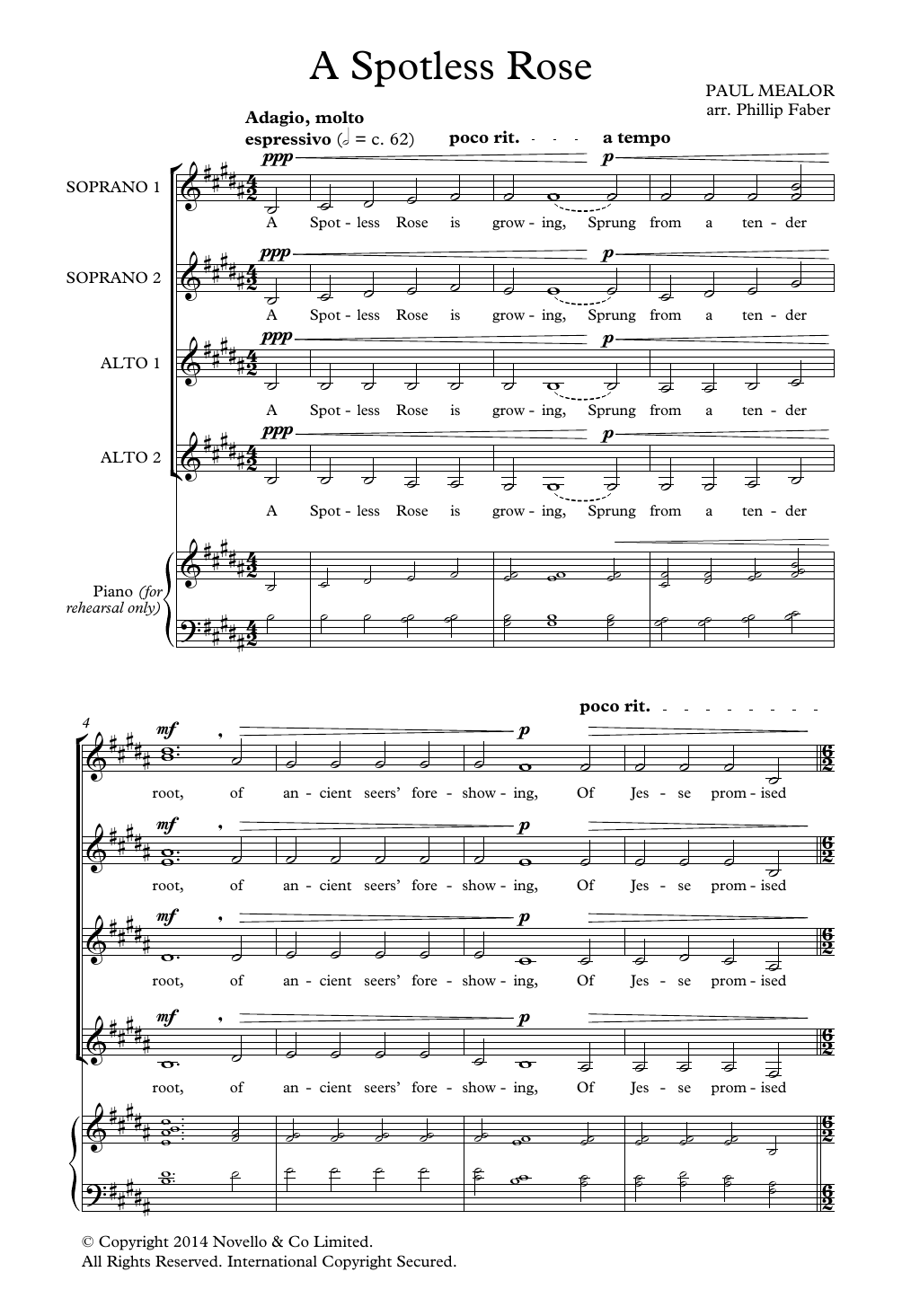 A Spotless Rose (arr. Phillip Faber) (SSAA Choir) von Paul Mealor