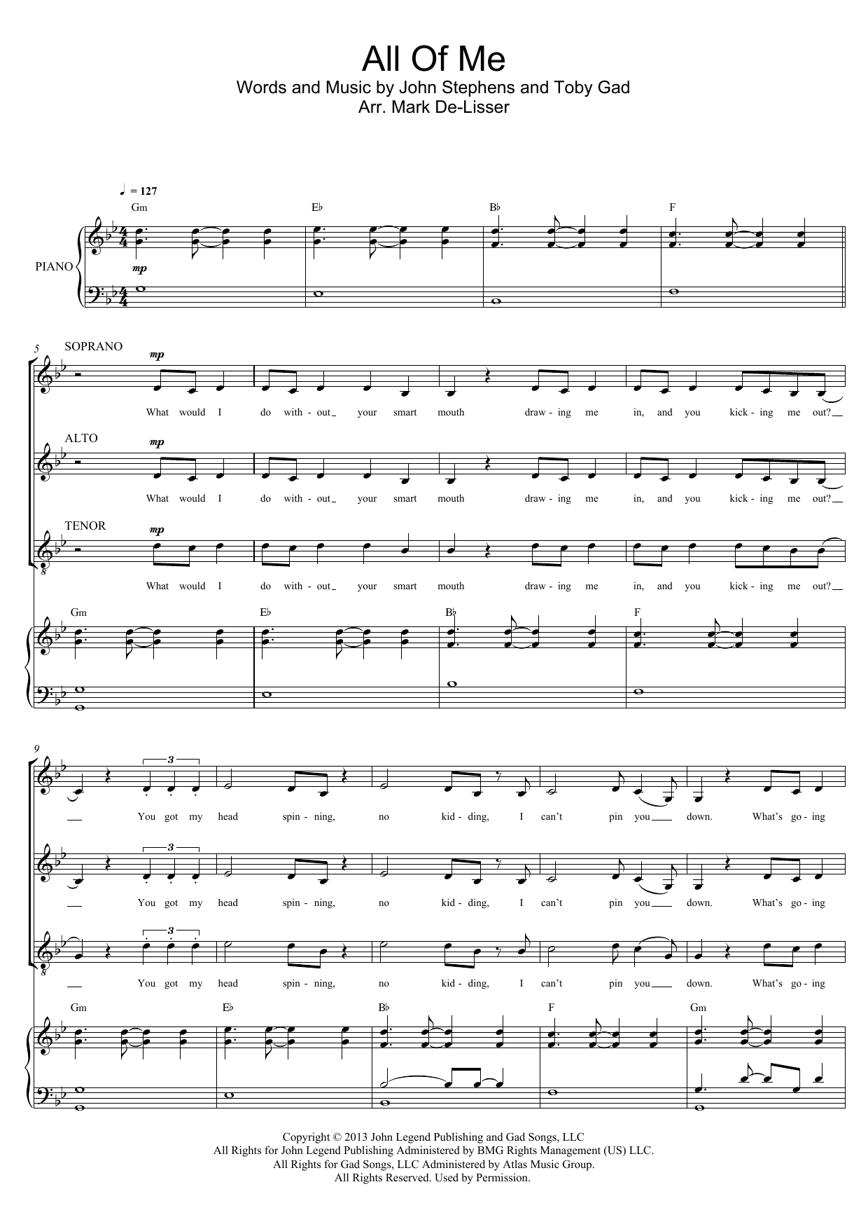 All Of Me (arr. Mark De-Lisser) (SAT Choir) von John Legend