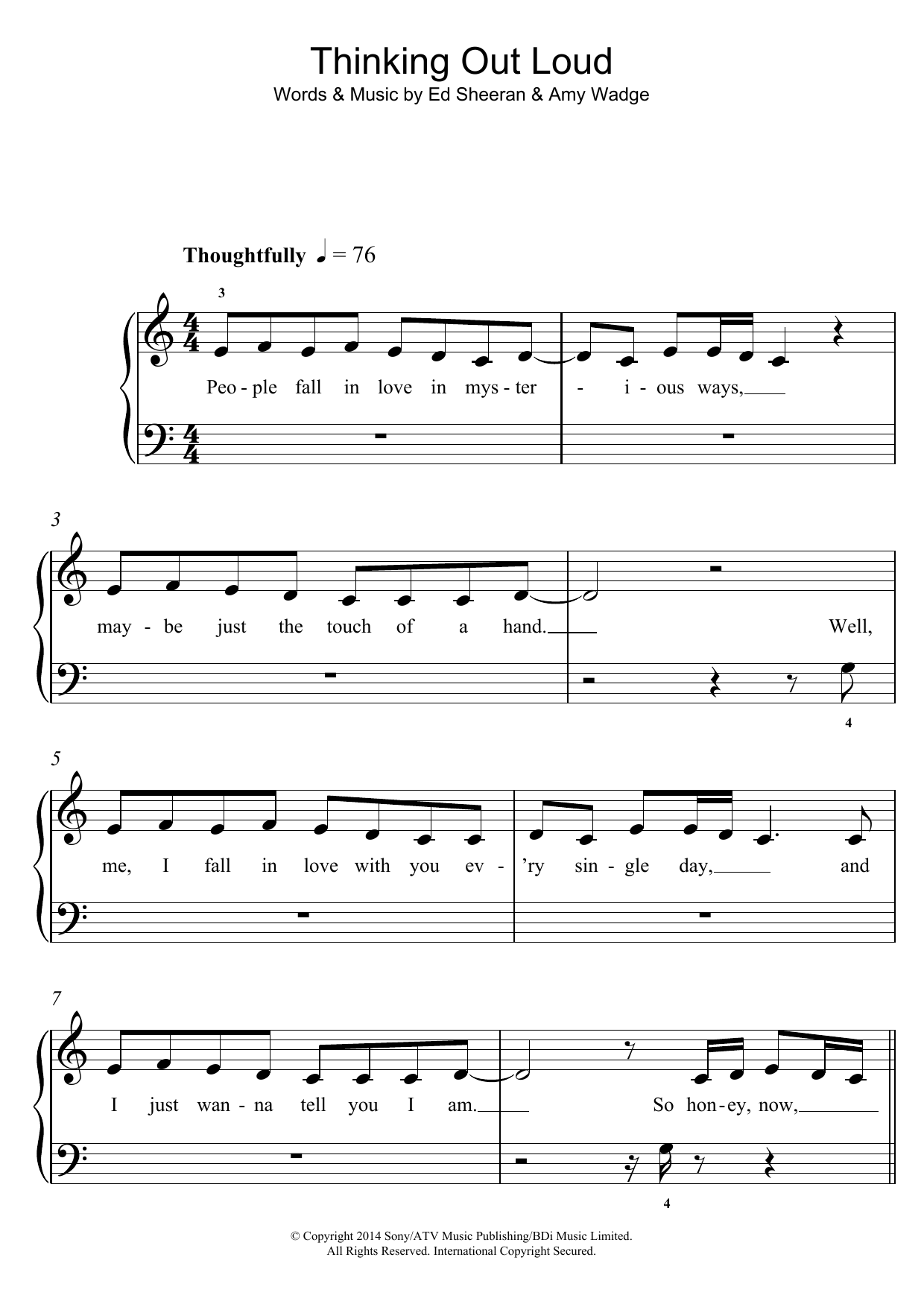 Thinking Out Loud Piano Vocal And Guitar Chords Online Noten Von Ed Sheeran Smd 121385 