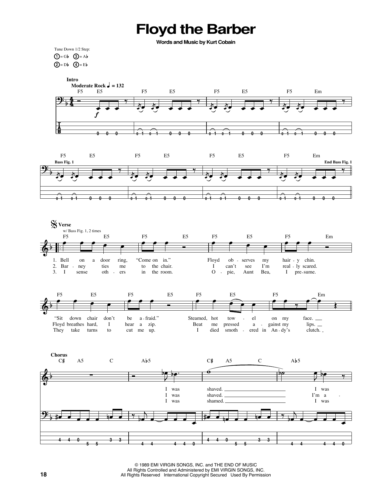 Floyd The Barber (Bass Guitar Tab) von Nirvana