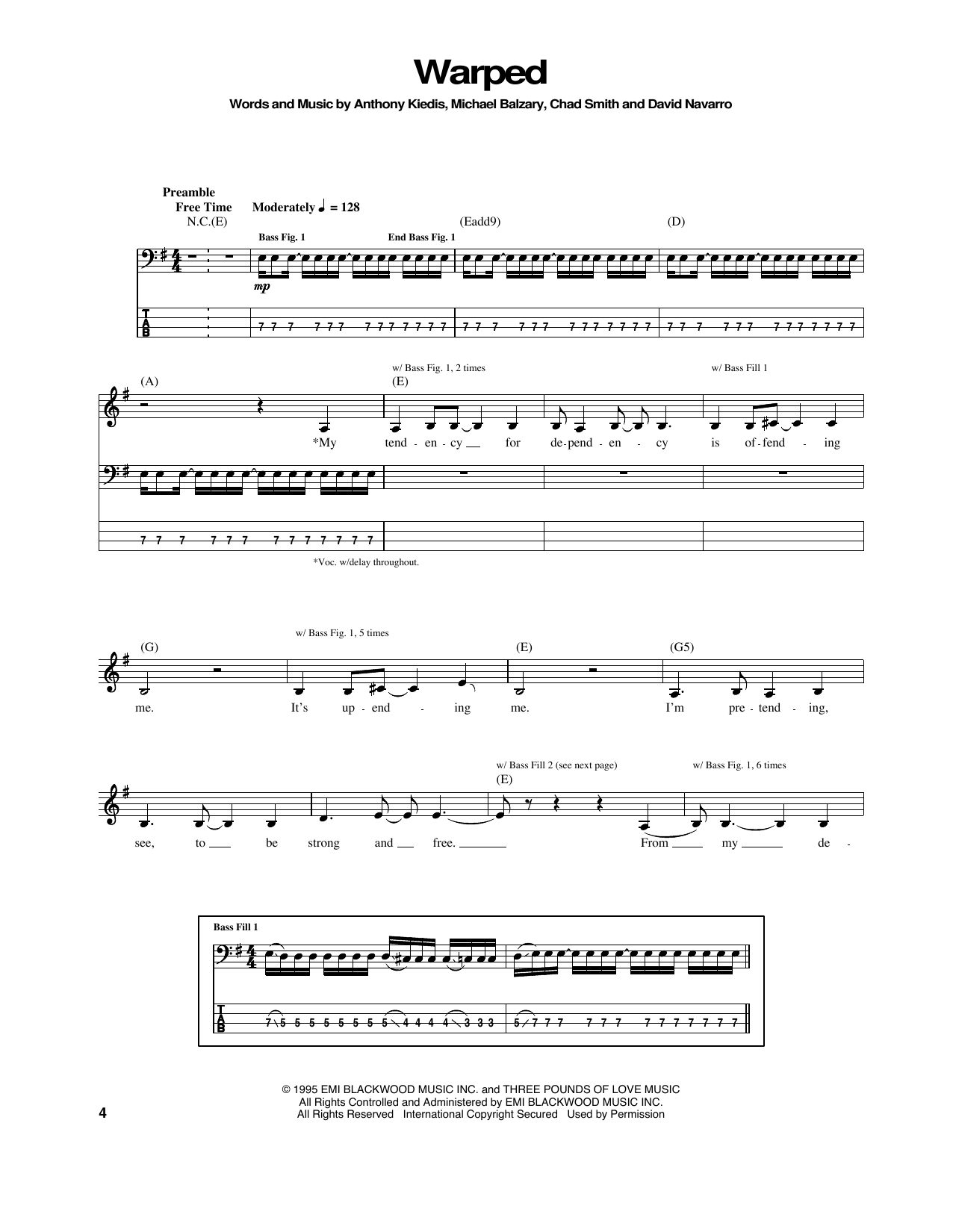 Warped (Bass Guitar Tab) von Red Hot Chili Peppers