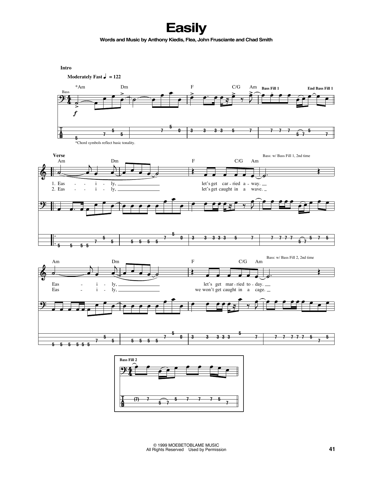 Easily (Bass Guitar Tab) von Red Hot Chili Peppers