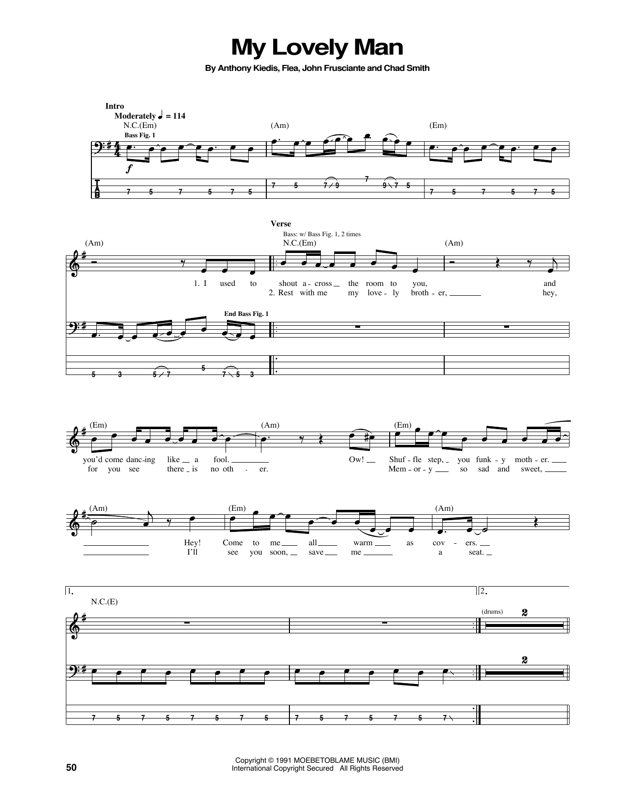 My Lovely Man (Bass Guitar Tab) von Red Hot Chili Peppers