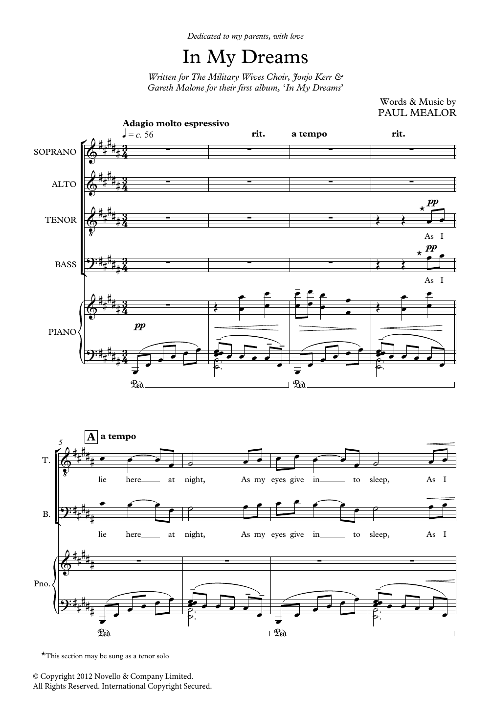 In My Dreams (Choir) von Paul Mealor