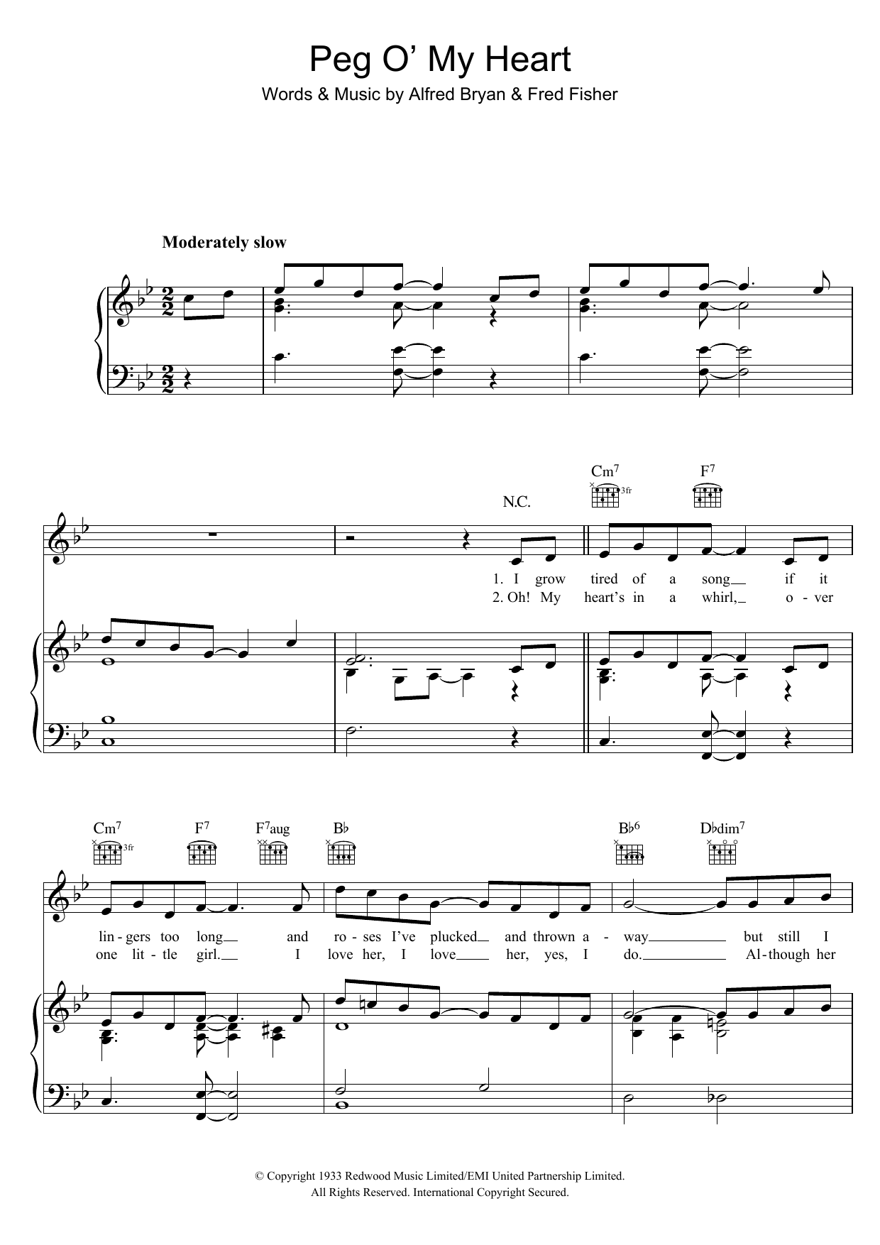 Peg O' My Heart (Piano, Vocal & Guitar Chords (Right-Hand Melody)) von Max Harris