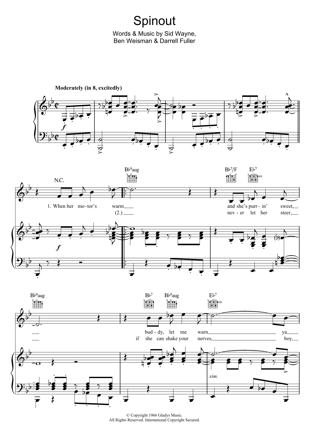 Spinout (Piano, Vocal & Guitar Chords) von Elvis Presley