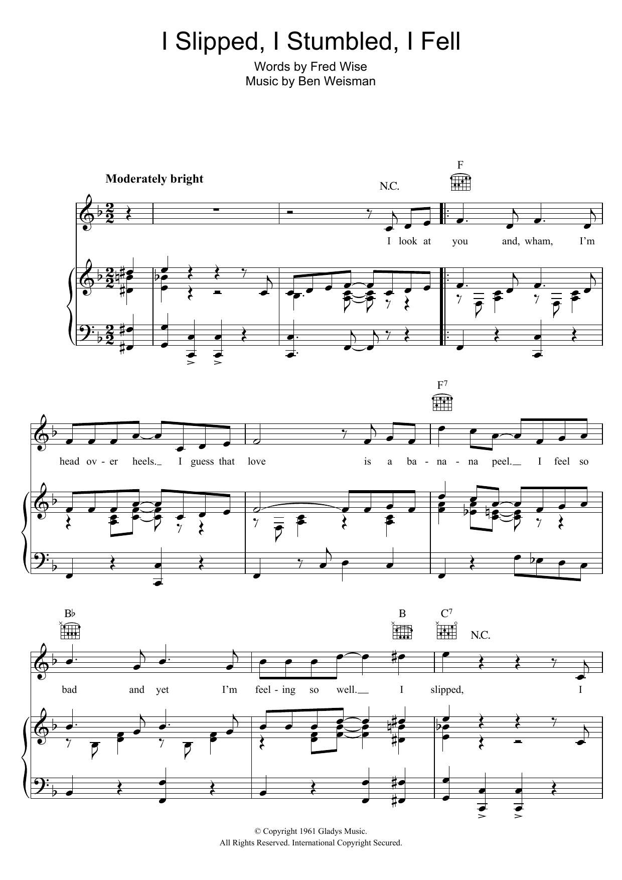 I Slipped, I Stumbled, I Fell (Piano, Vocal & Guitar Chords) von Elvis Presley