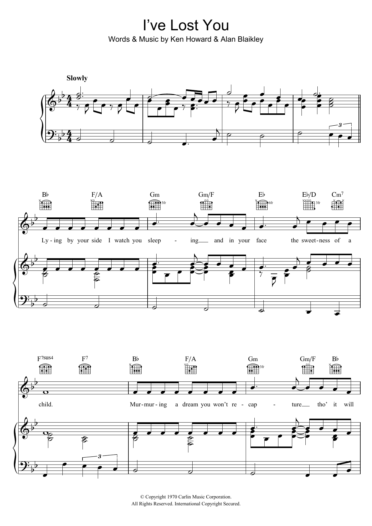 I've Lost You (Piano, Vocal & Guitar Chords) von Elvis Presley