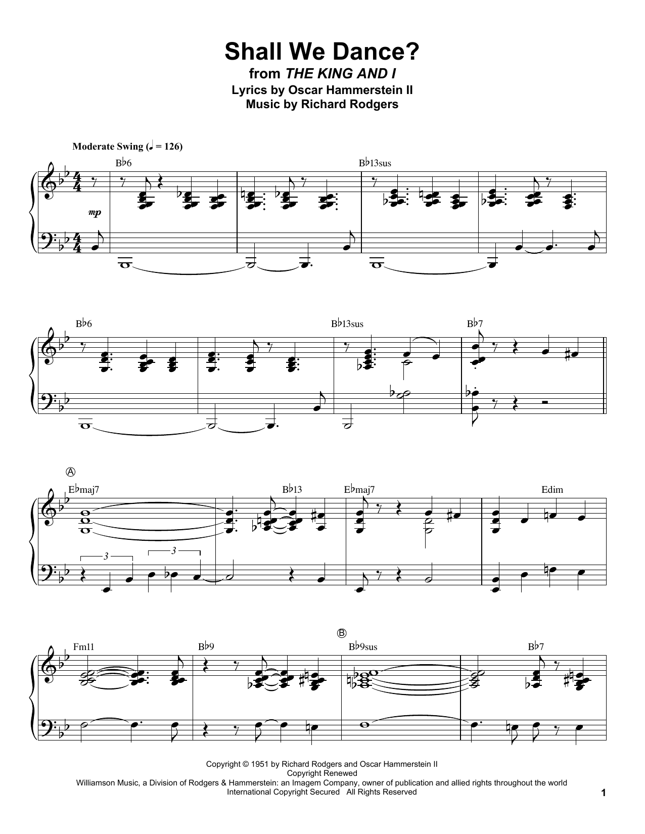 Shall We Dance? (Piano Transcription) von Rodgers & Hammerstein