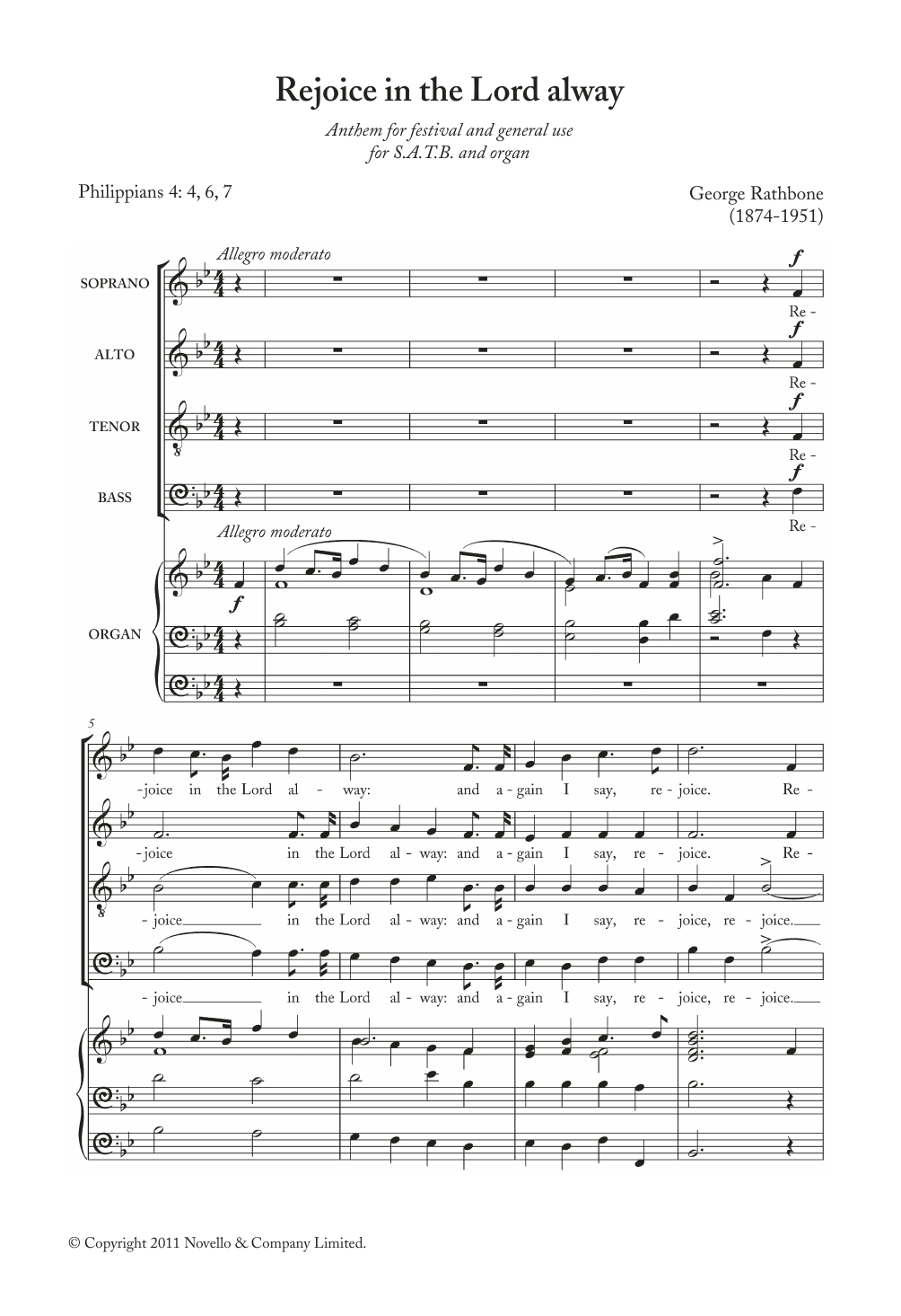 Rejoice In The Lord Alway (Choir) von George Rathbone