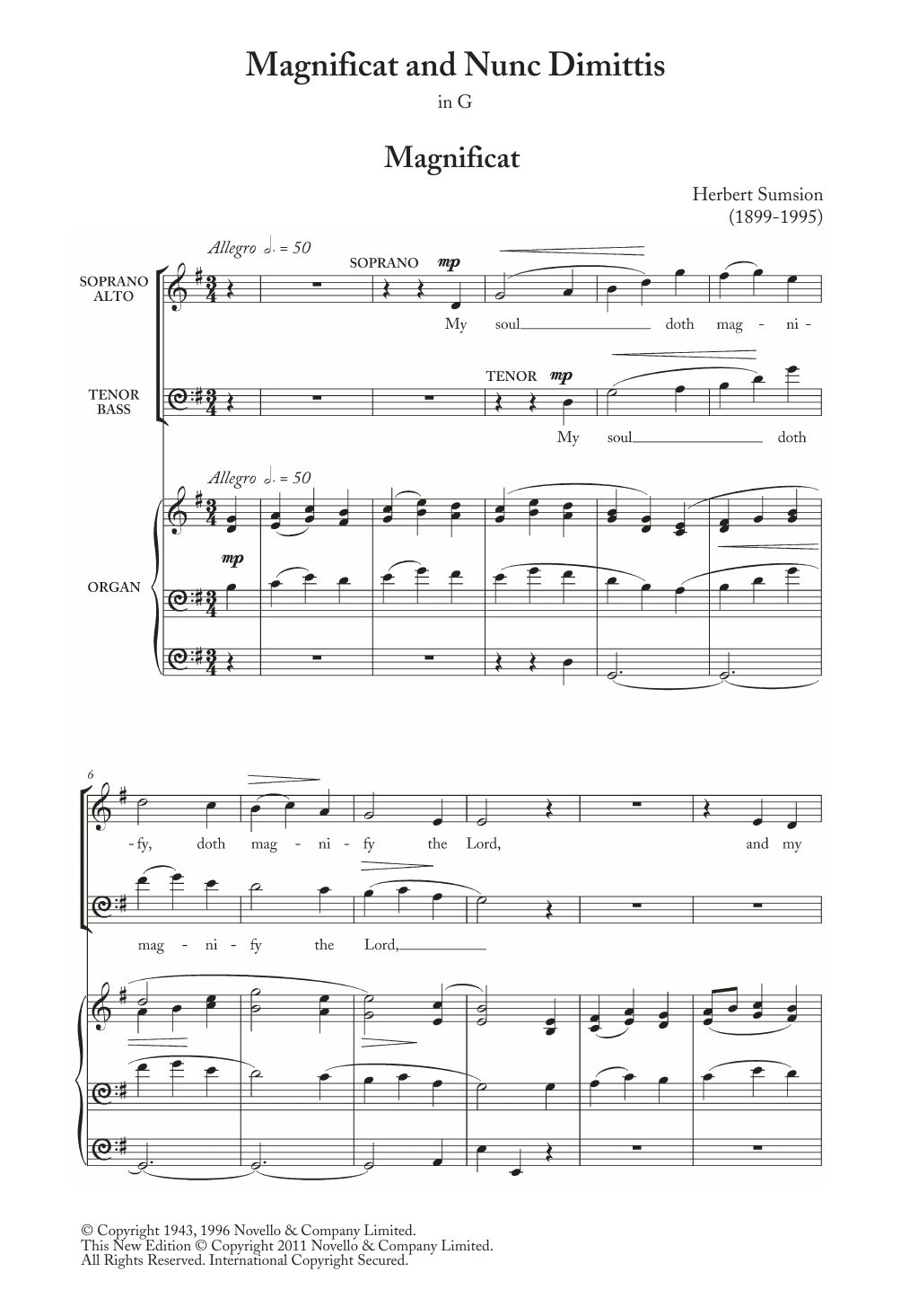 Magnificat And Nunc Dimittis In G (Choir) von Herbert Sumsion