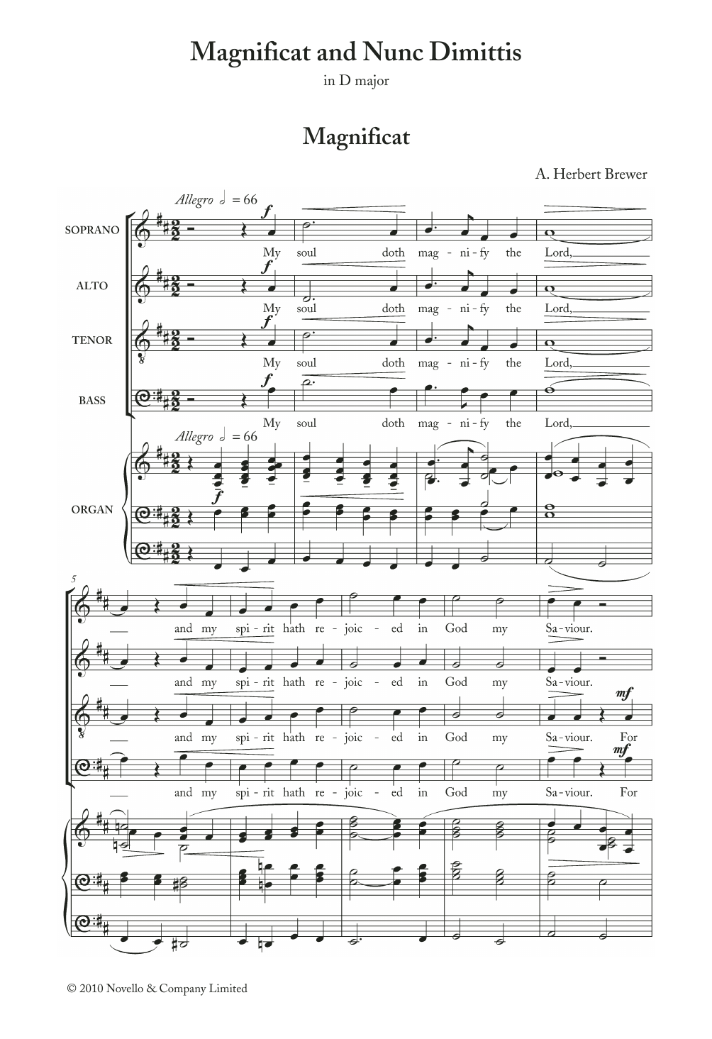 Magnificat And Nunc Dimittis In D (Choir) von Herbert Brewer