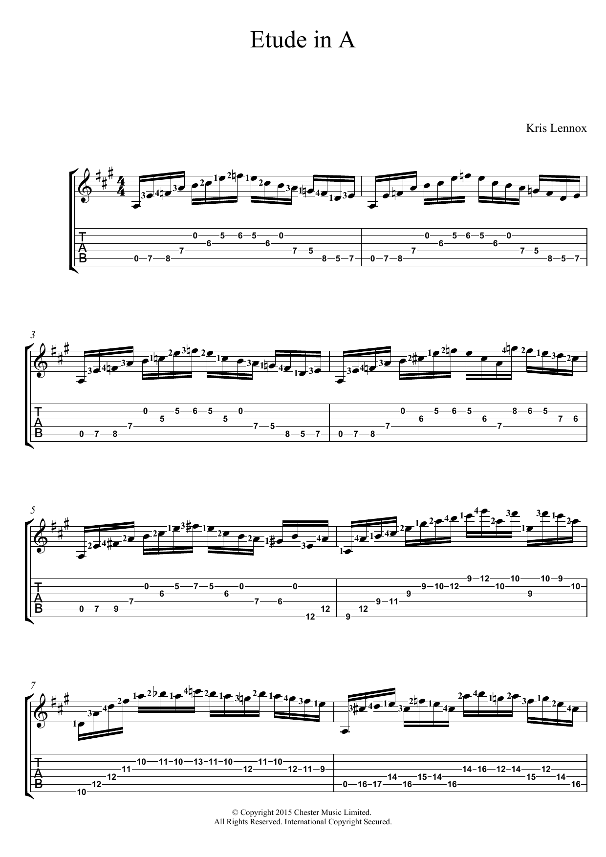 Etude In A (Guitar Tab) von Kris Lennox