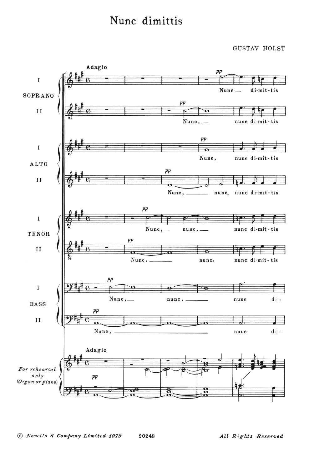 Nunc Dimittis (Piano, Vocal & Guitar Chords) von Gustav Holst