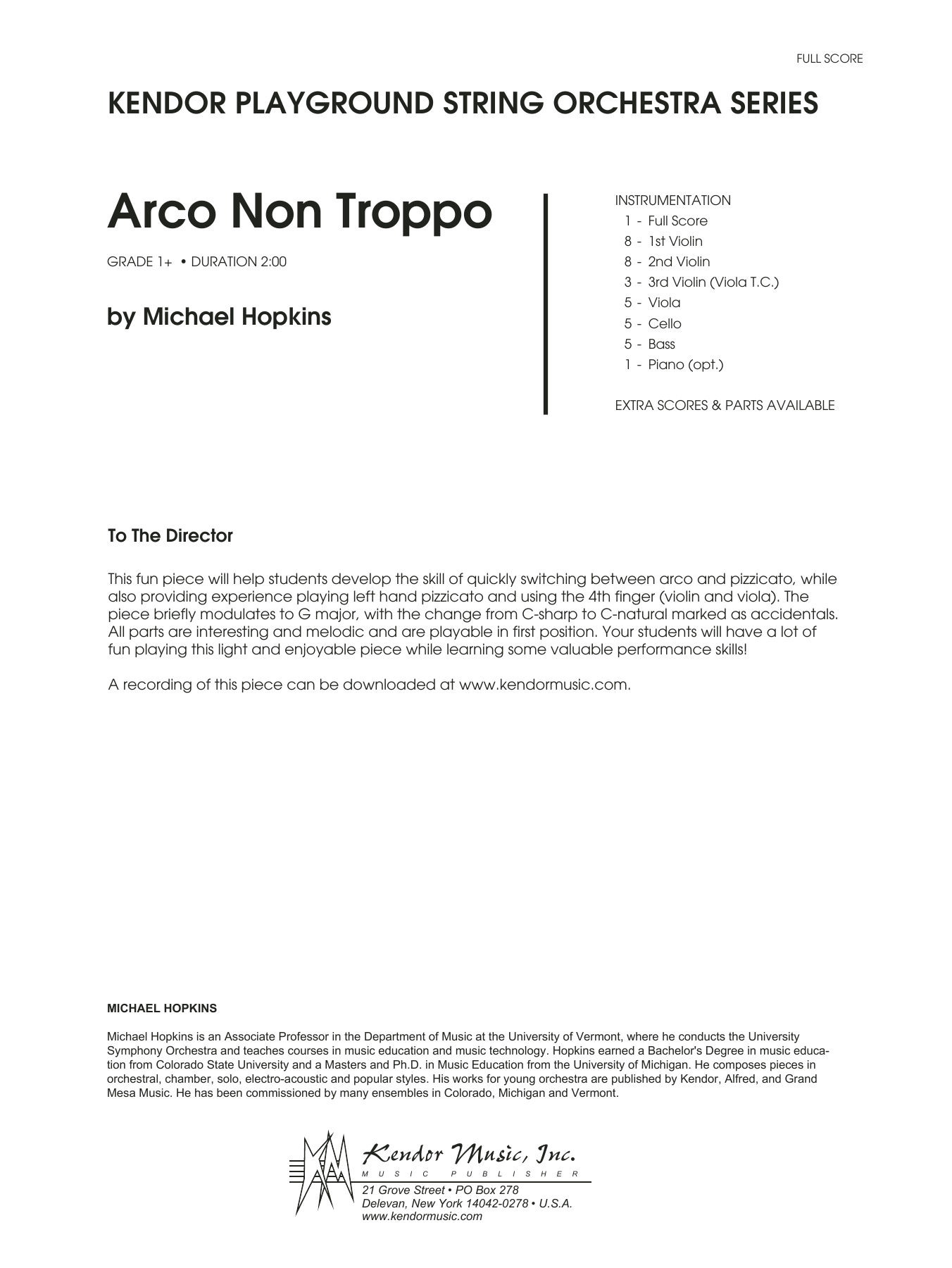 Arco Non Troppo - Full Score (Orchestra) von Hopkins