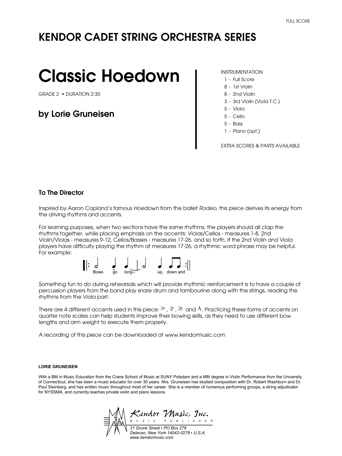 Classic Hoedown - Full Score (Orchestra) von Lorie Gruneisen