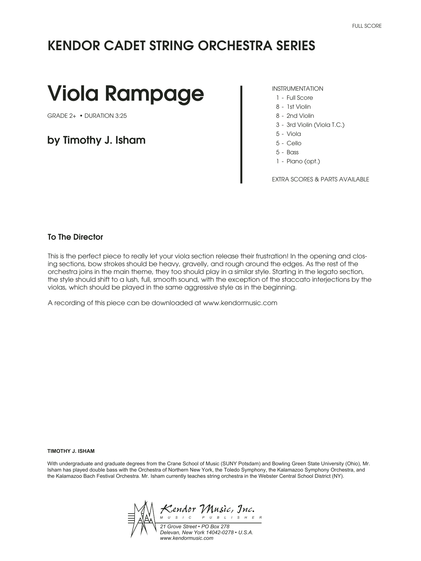 Viola Rampage - Full Score (Orchestra) von Timothy Isham