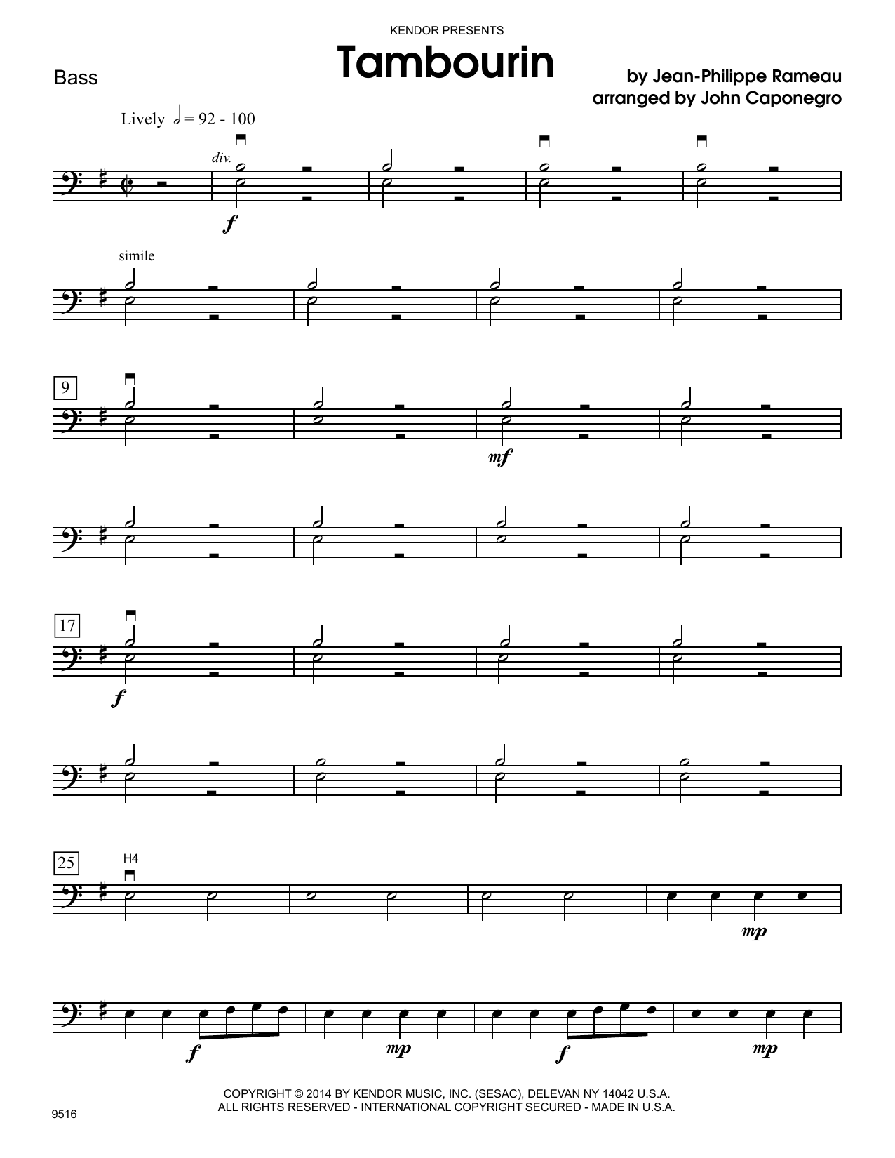 Tambourin - Bass (Orchestra) von John Caponegro