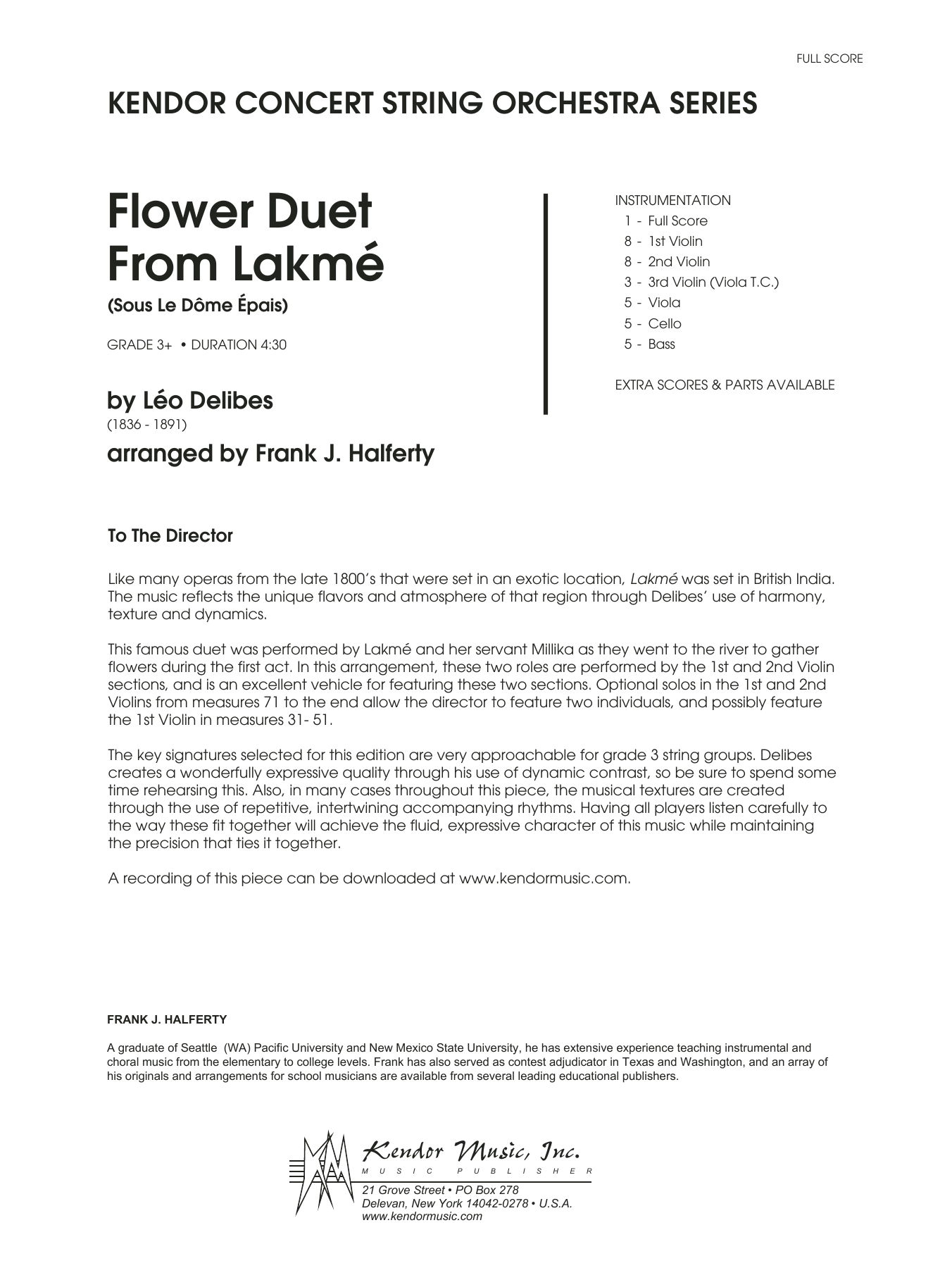 Flower Duet From Lakme (Sous Le Dome Epais) - Full Score (Orchestra) von Frank J. Halferty