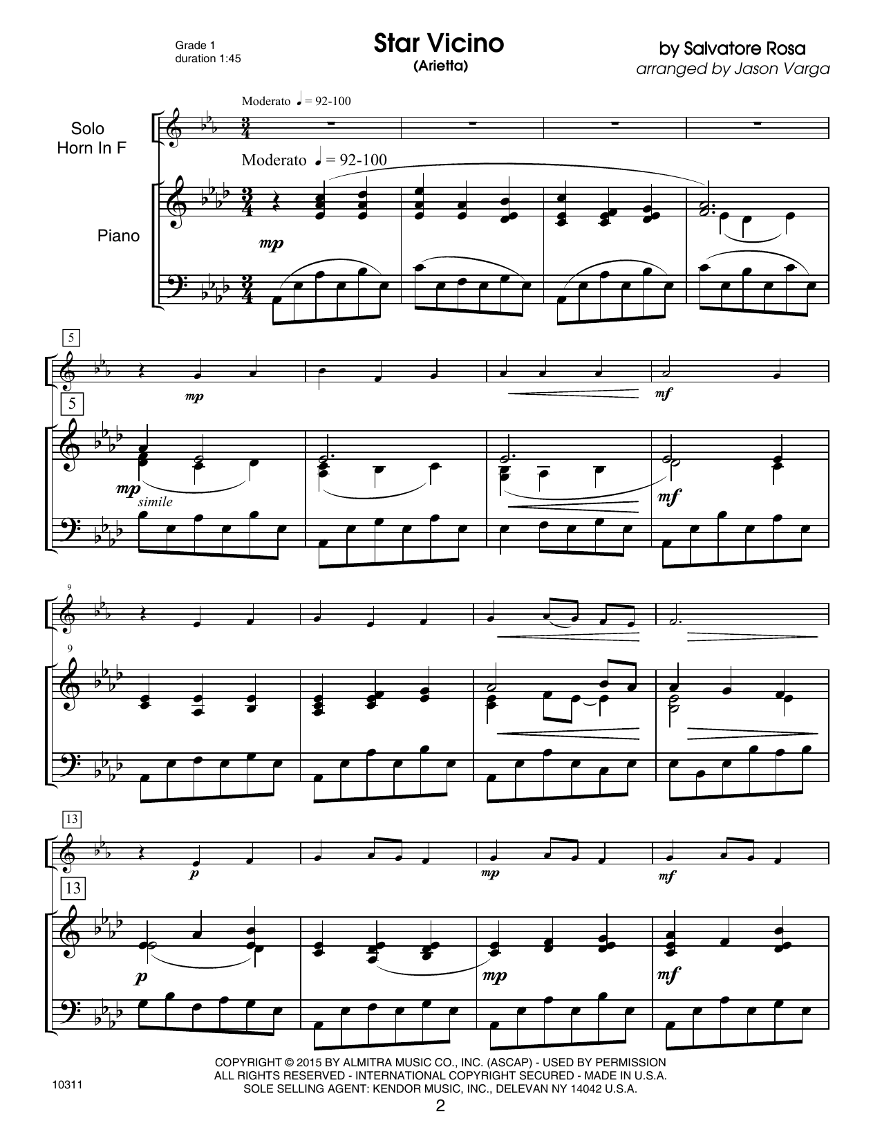Kendor Debut Solos - Horn in F - Piano Accompaniment (Brass Solo) von Varga