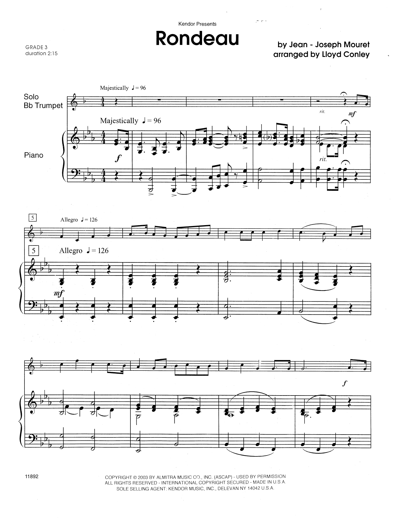 Rondeau - Trumpet (Brass Solo) von Lloyd Conley