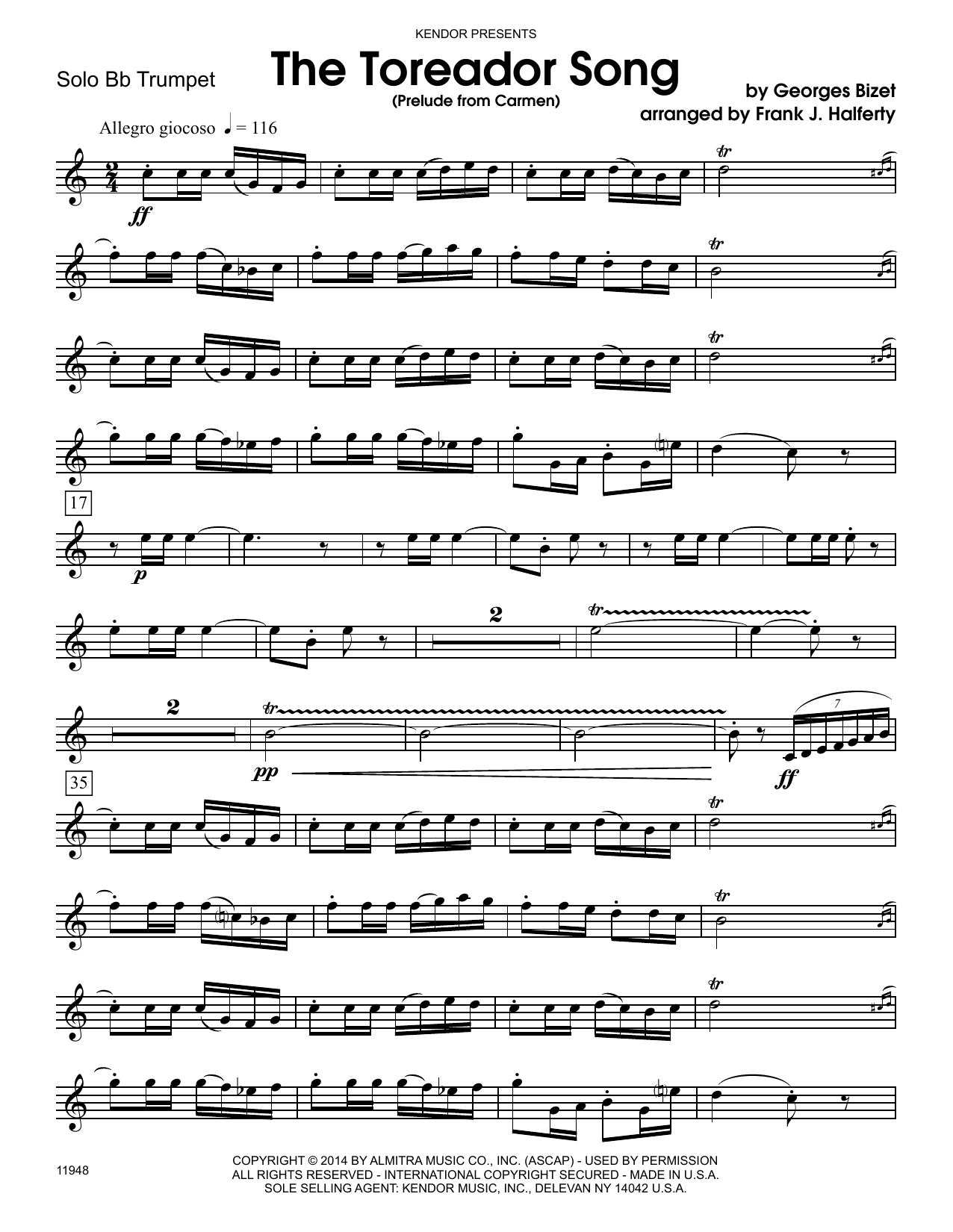 The Toreador Song (Prelude From Carmen) - Trumpet (Brass Solo) von Frank J. Halferty