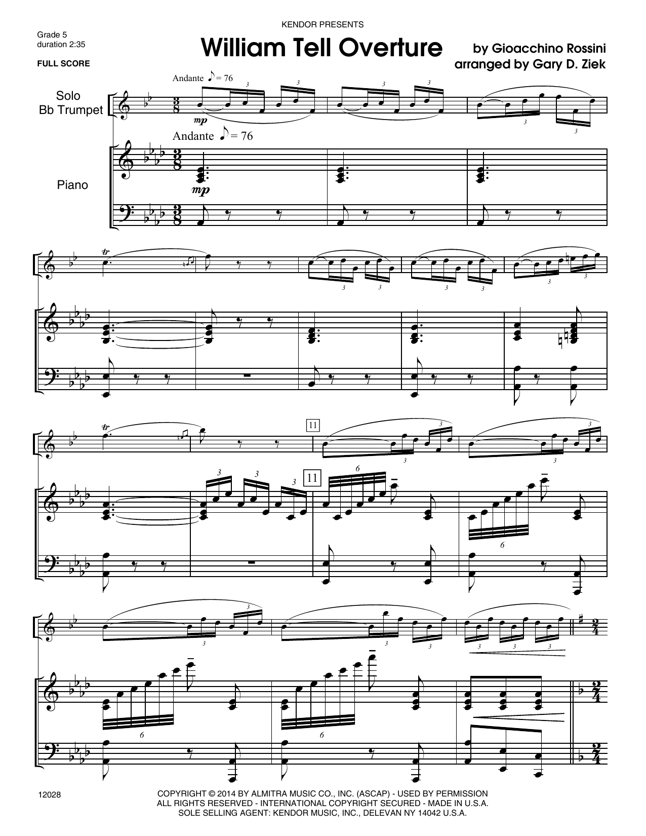 William Tell Overture - Piano (Brass Solo) von Gary Ziek