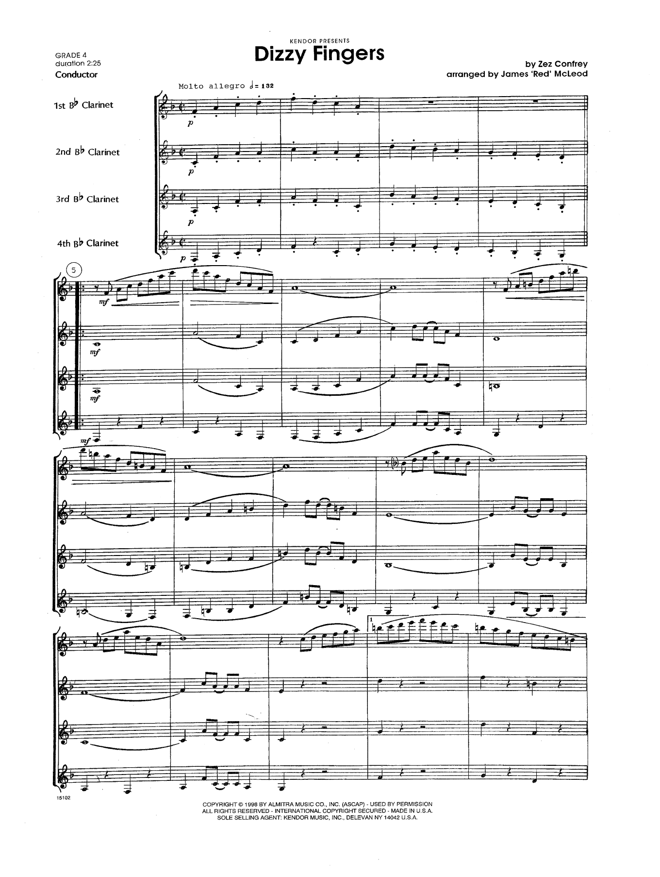 Dizzy Fingers - Full Score (Woodwind Ensemble) von James 'Red' McLeod