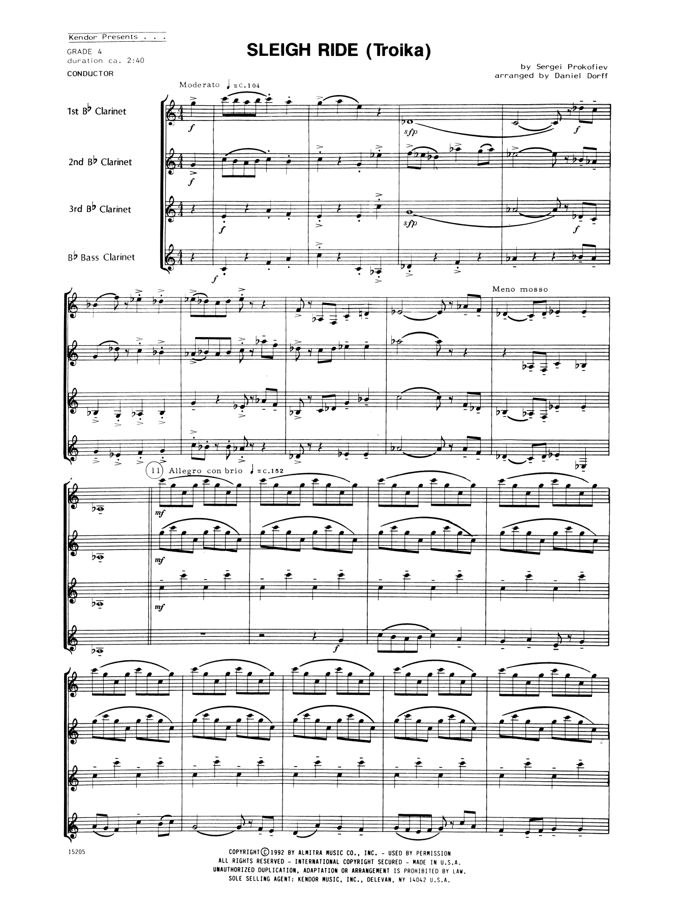 Sleigh Ride (Troika) - Full Score (Woodwind Ensemble) von Daniel Dorff