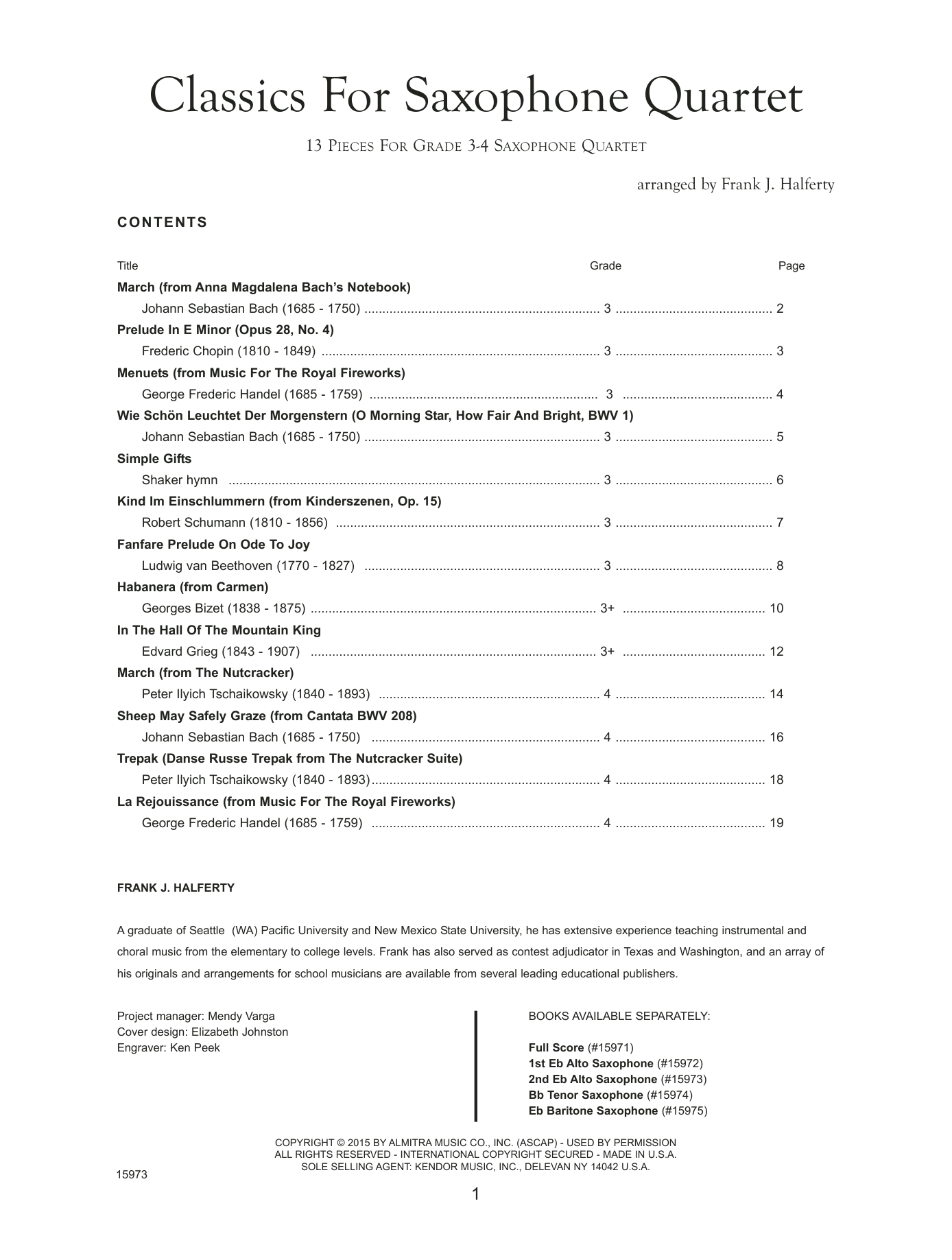 Classics For Saxophone Quartet - 2nd Eb Alto Saxophone (Woodwind Ensemble) von Frank J. Halferty