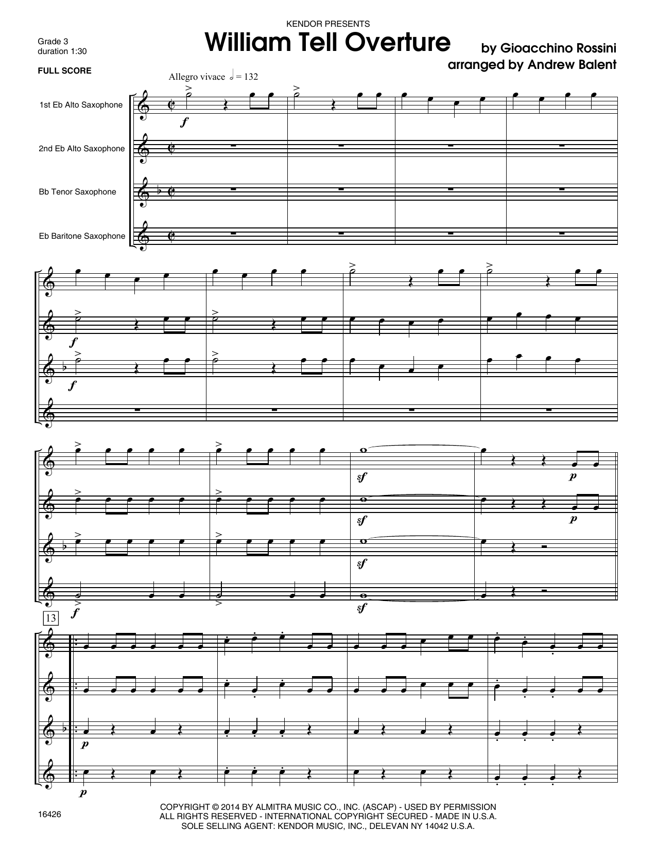 William Tell Overture - Full Score (Woodwind Ensemble) von Andrew Balent