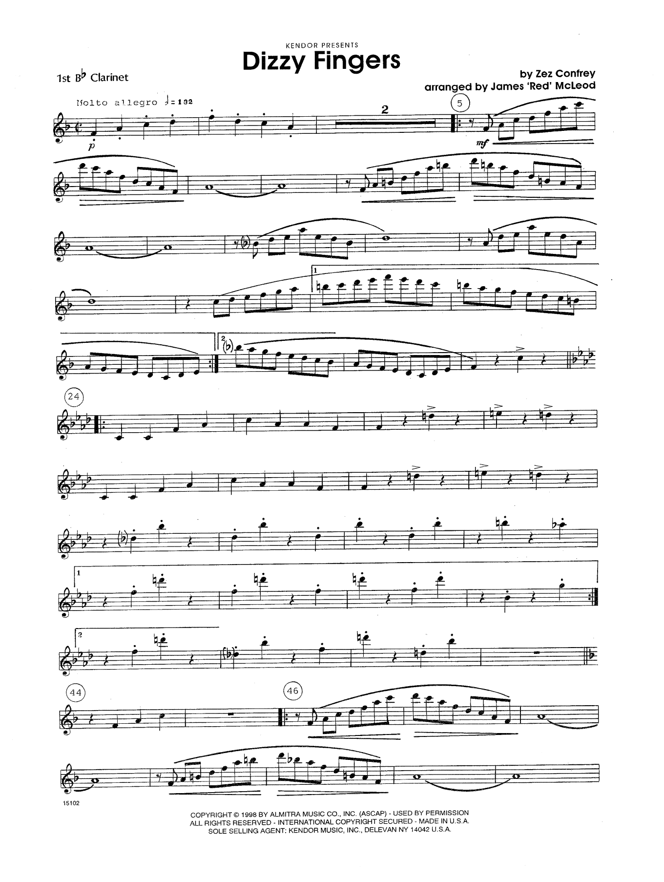 Dizzy Fingers - 1st Bb Clarinet (Woodwind Ensemble) von James 'Red' McLeod