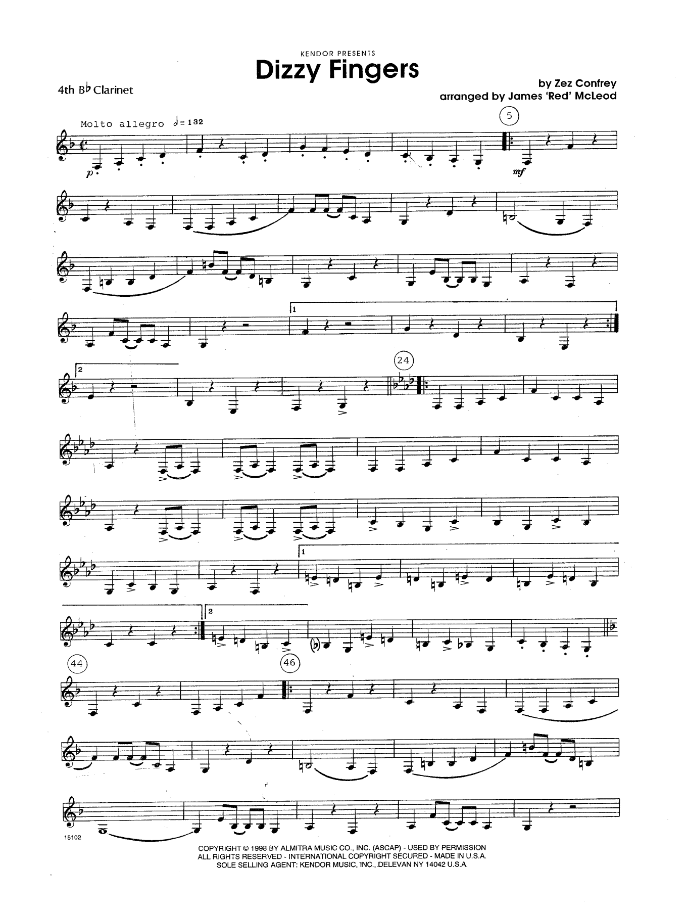 Dizzy Fingers - 4th Bb Clarinet (Woodwind Ensemble) von James 'Red' McLeod