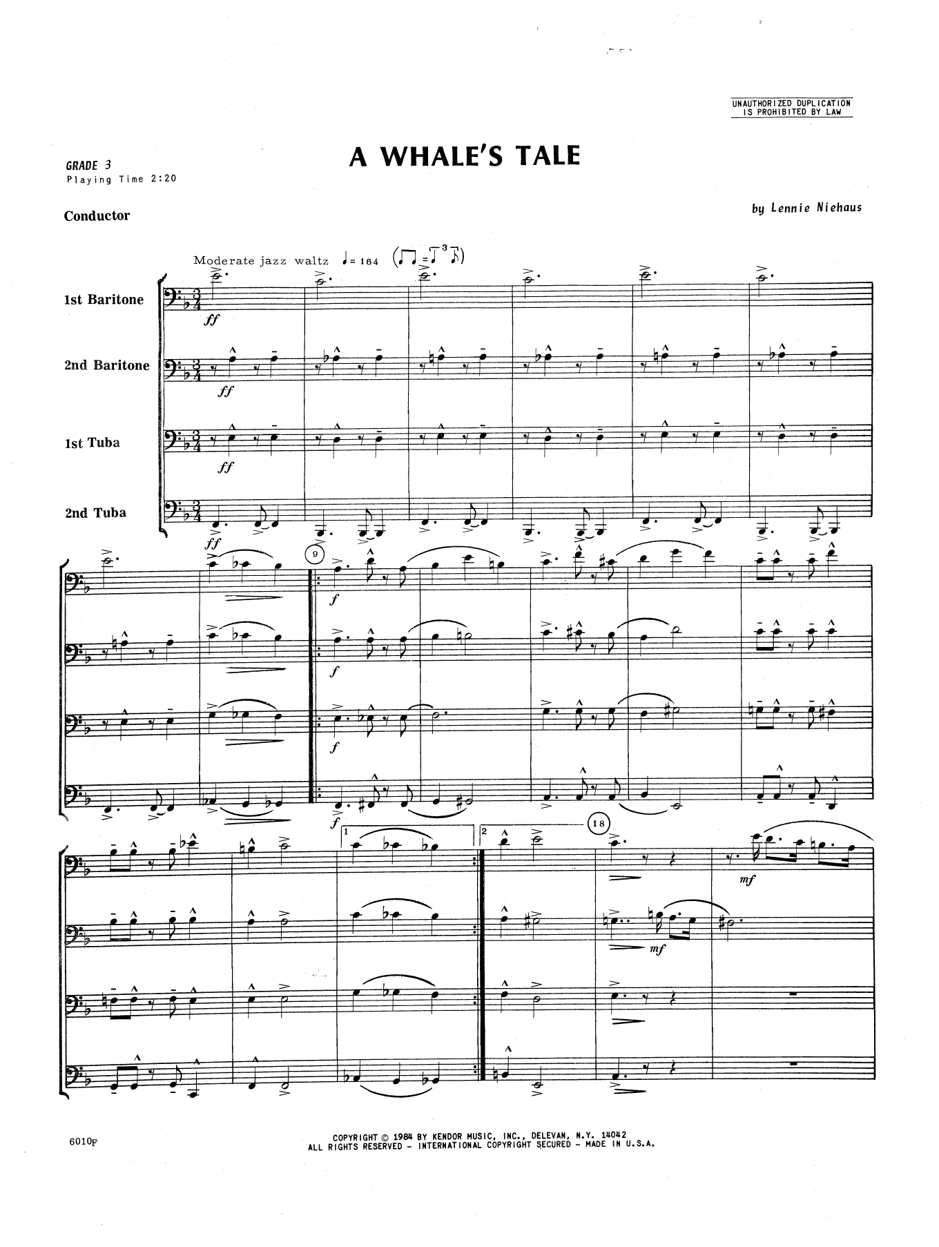 A Whale's Tale - Full Score (Brass Ensemble) von Lennie Niehaus