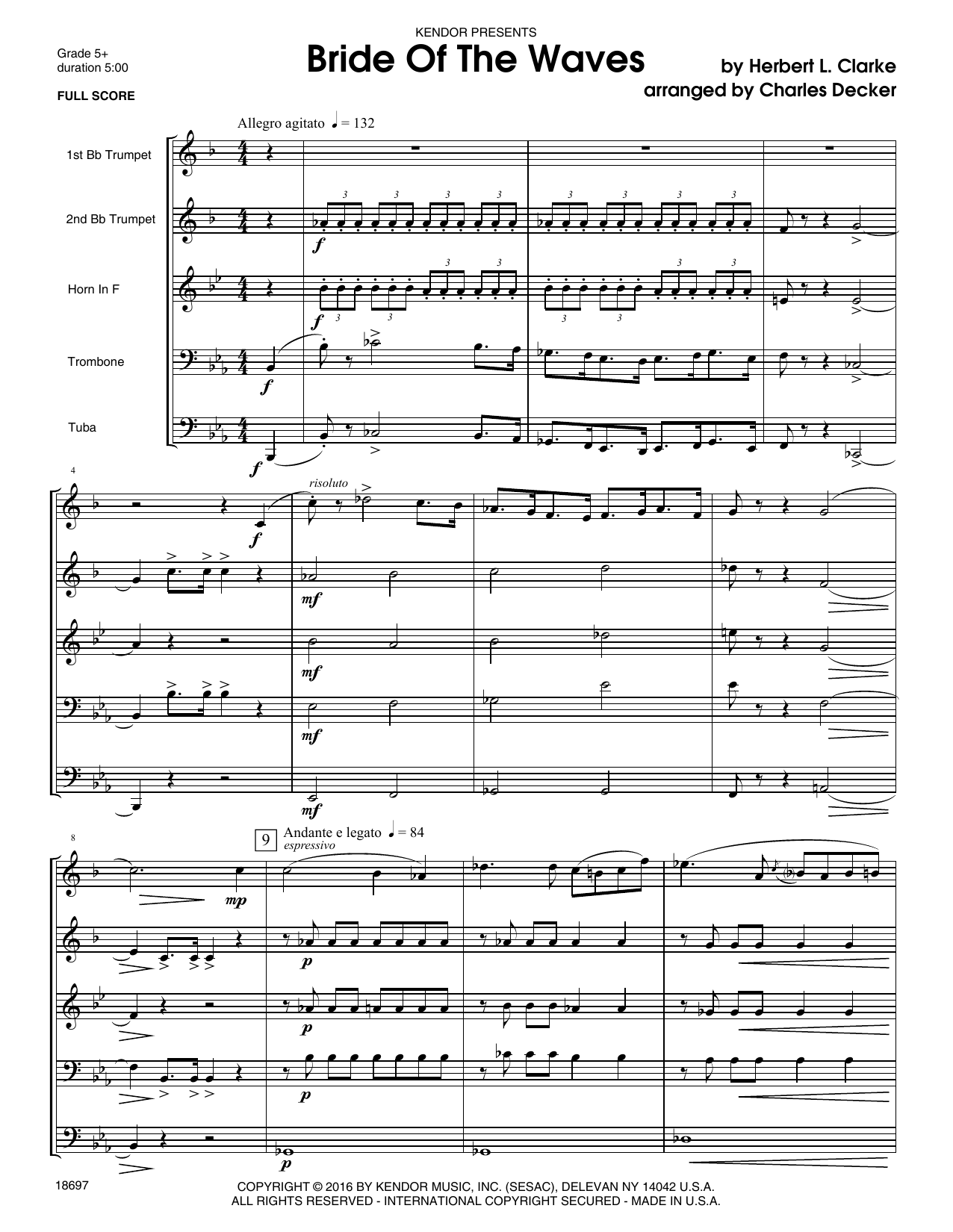 Bride Of The Waves - Full Score (Brass Ensemble) von Decker