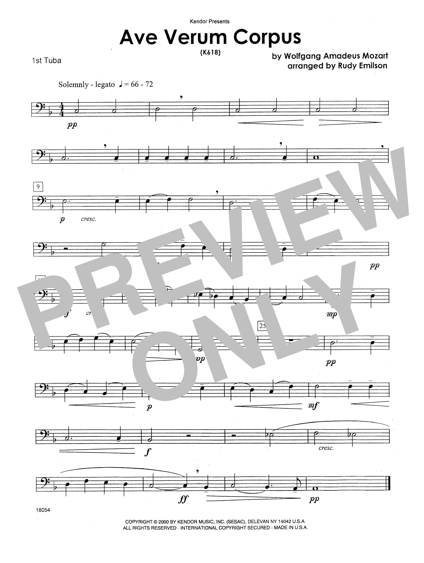 Ave Verum Corpus (K618) - Tuba 1 (Brass Ensemble) von Emilson