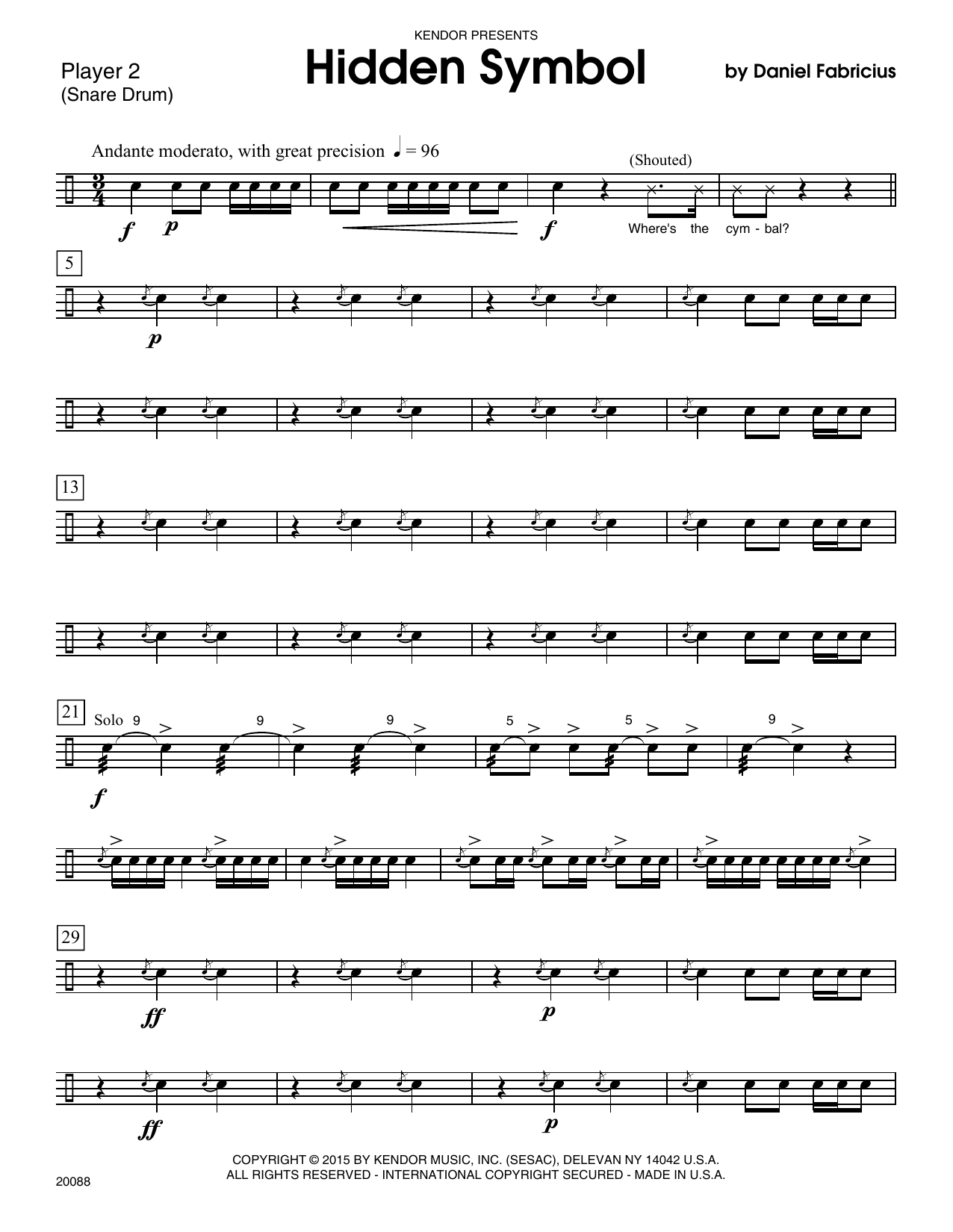 Hidden Symbol - Percussion 2 (Percussion Ensemble) von Fabricius