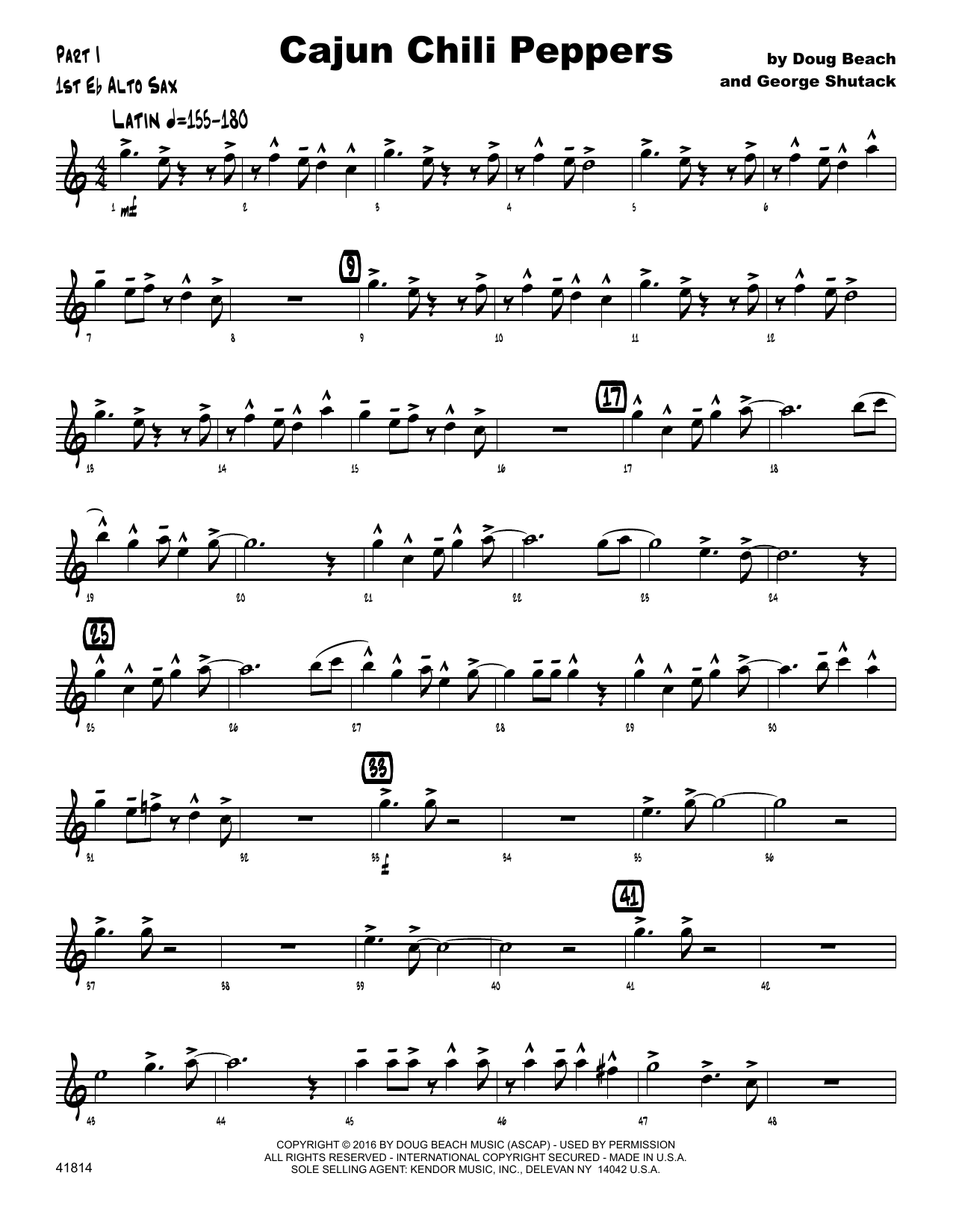 Cajun Chili Peppers - 1st Eb Alto Saxophone (Jazz Ensemble) von Shutack