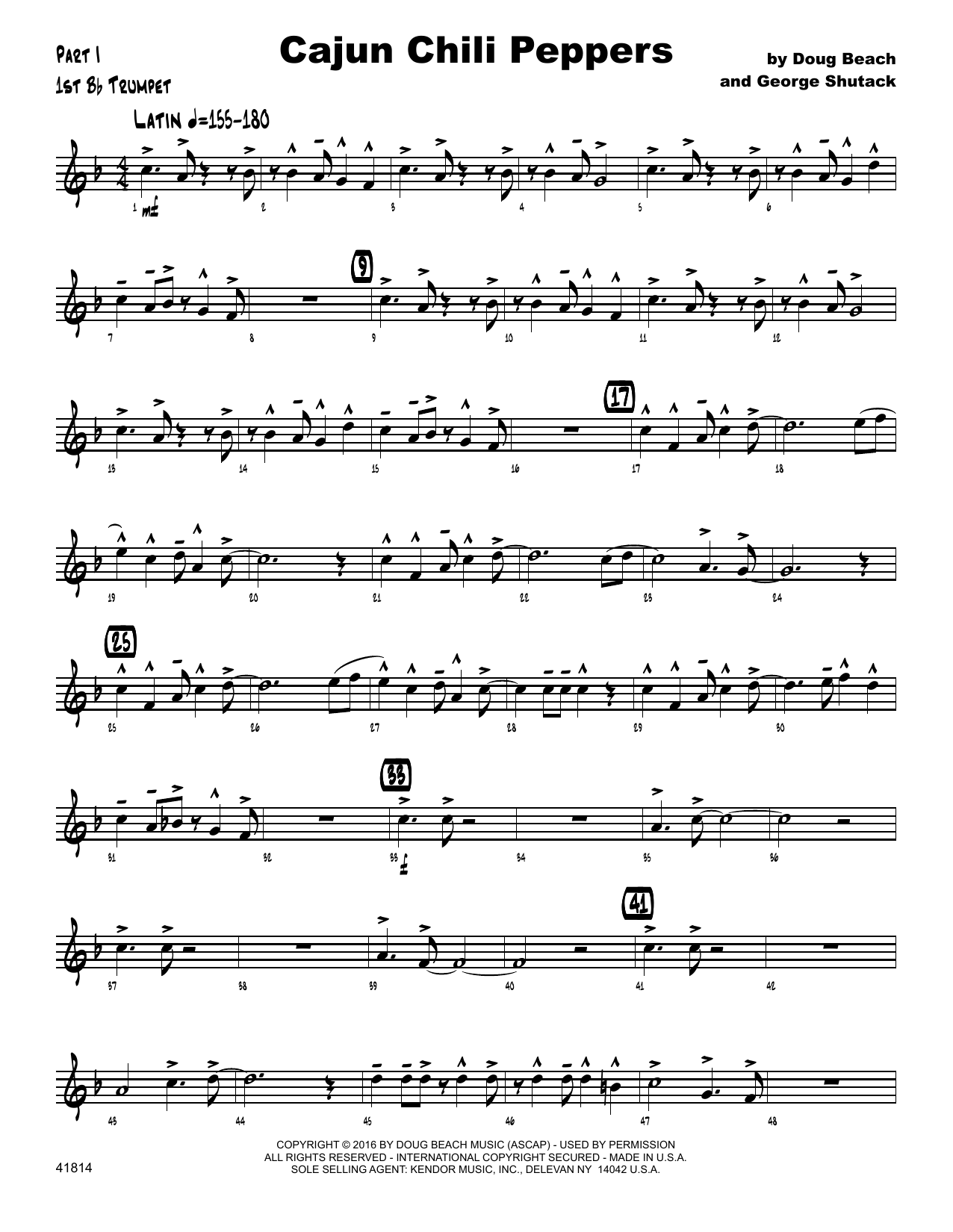 Cajun Chili Peppers - 1st Bb Trumpet (Jazz Ensemble) von Shutack