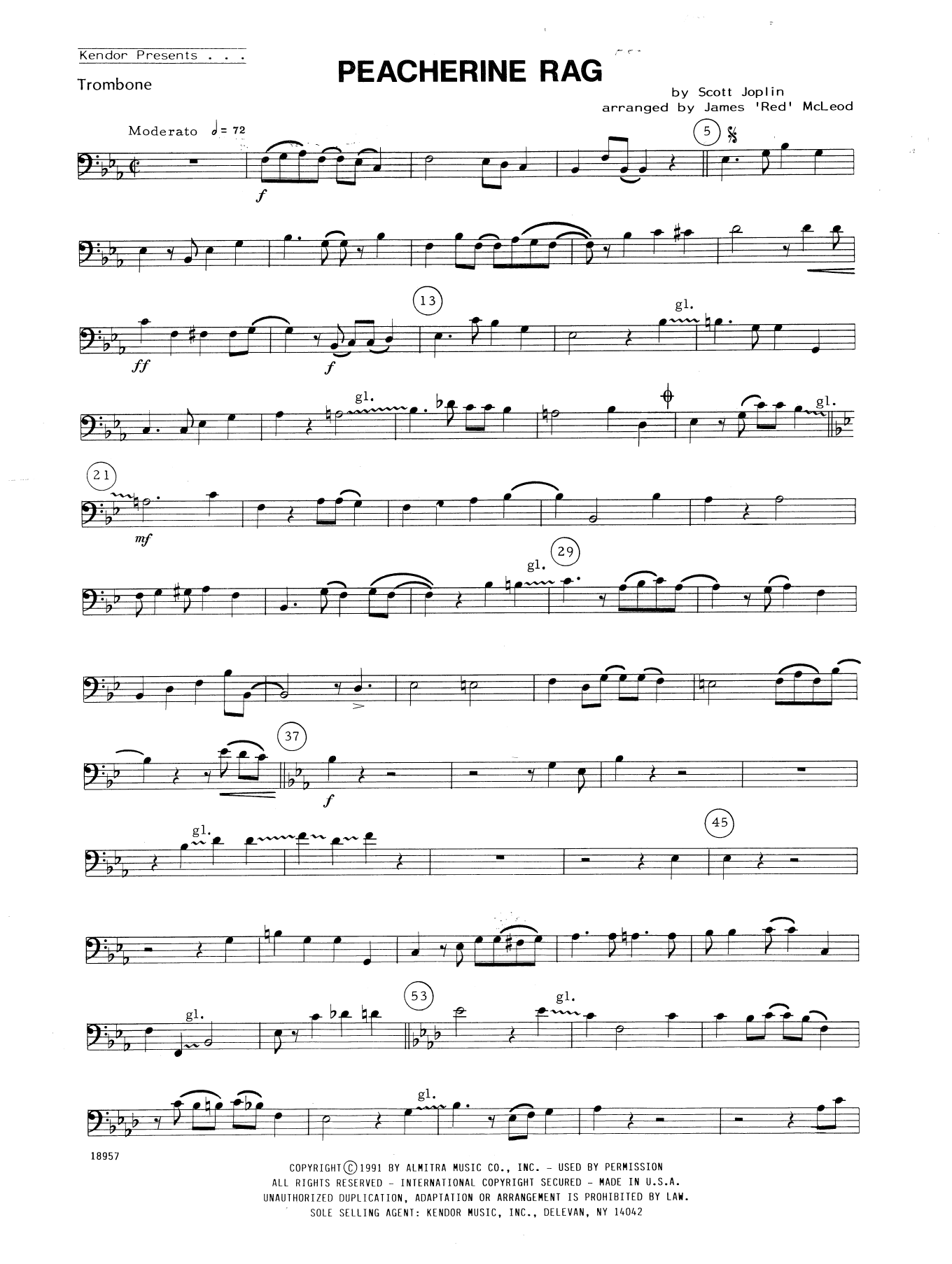Peacherine Rag - Trombone (Brass Ensemble) von James 'Red' McLeod