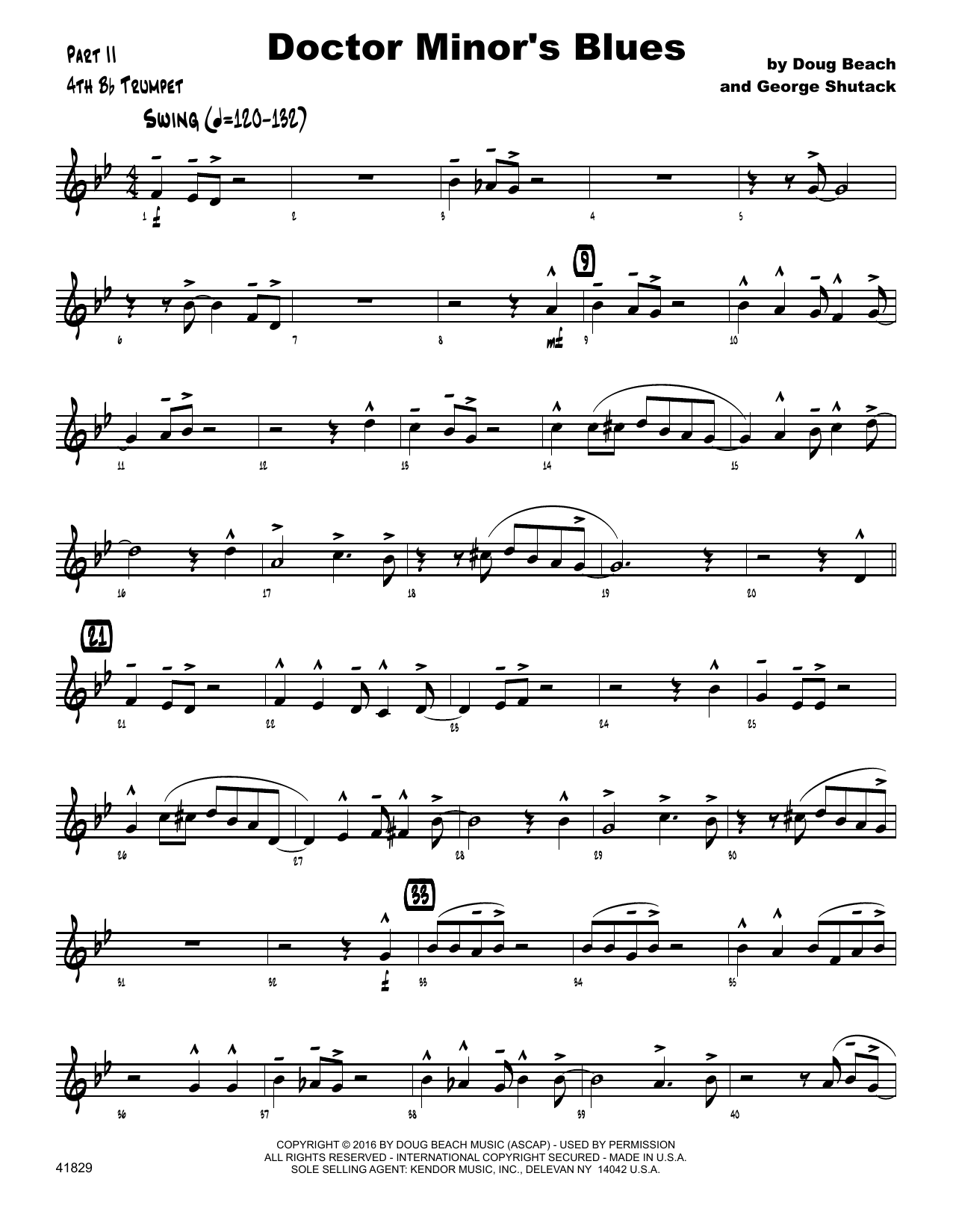 Doctor Minor's Blues - 4th Bb Trumpet (Jazz Ensemble) von Shutack